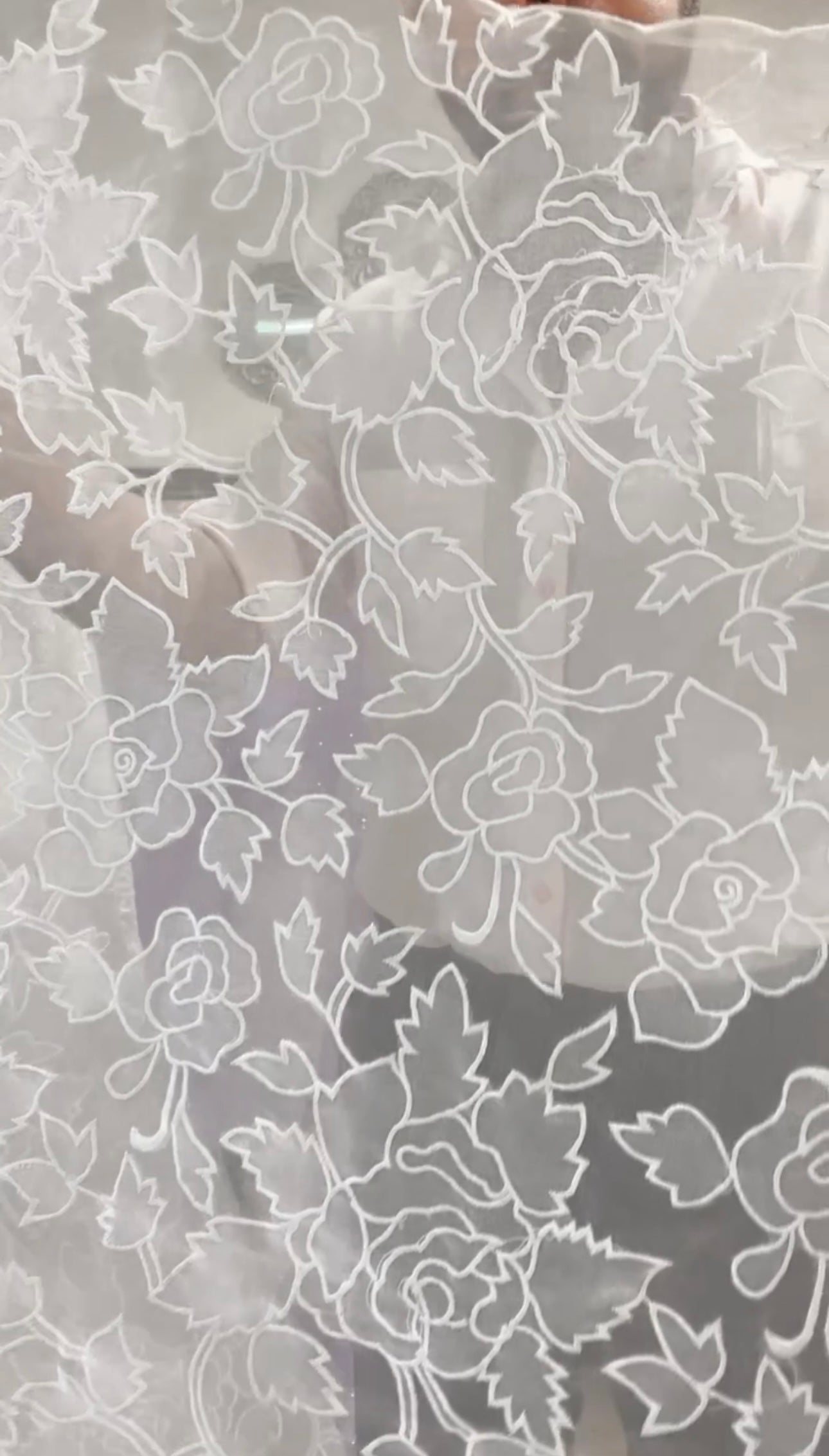 Atharva Heritage SHEER LUXURY PURE SILK ORGANZA PARSI APPLIQUE SUIT SHEER0030(H) Pearl White