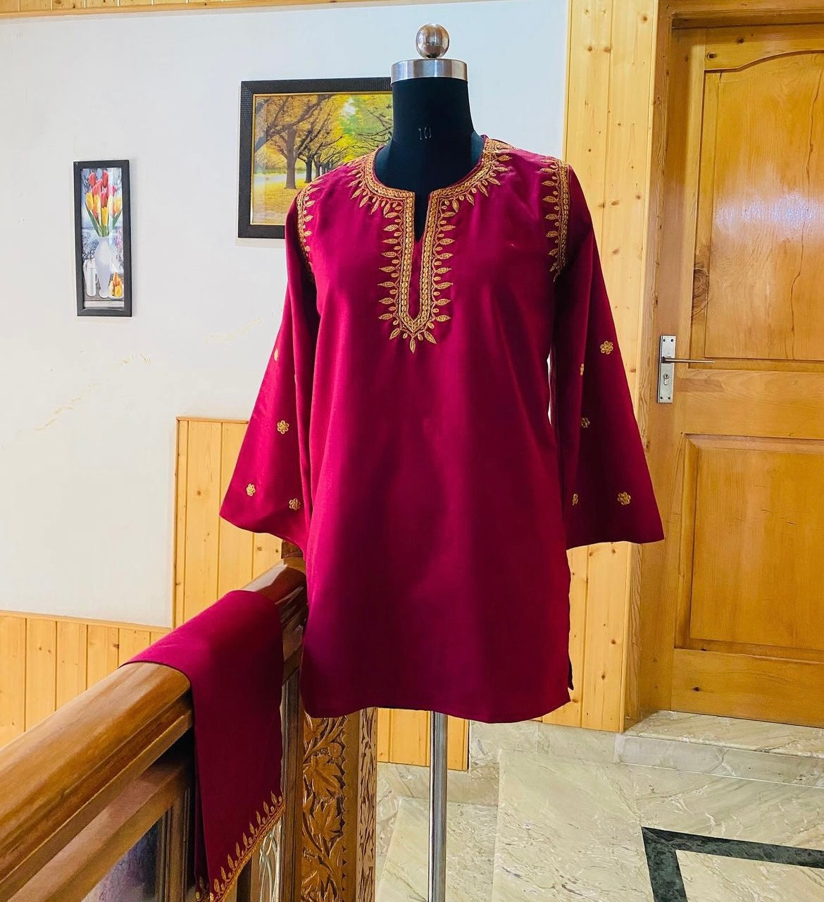 Atharva Heritage/pure Chanderi silk Pakistani with Kashmiri Embroidery Coord Set PRP005