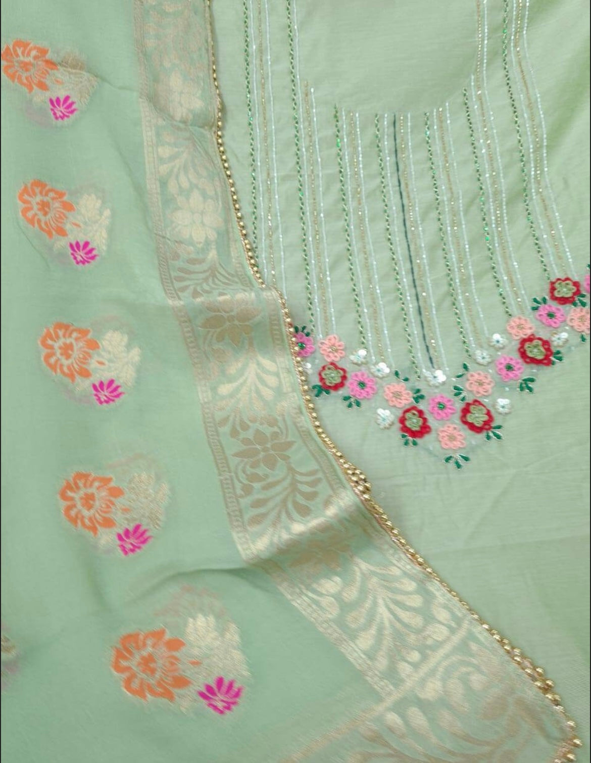 ATHARVA Hand Embroidery Salwar Kameez/Chanderi Ladies Suit/Banarsi Silk Dupatta/Stones/Custom Stitch Unstitch/Embroidery Potli/Gift/CH16772