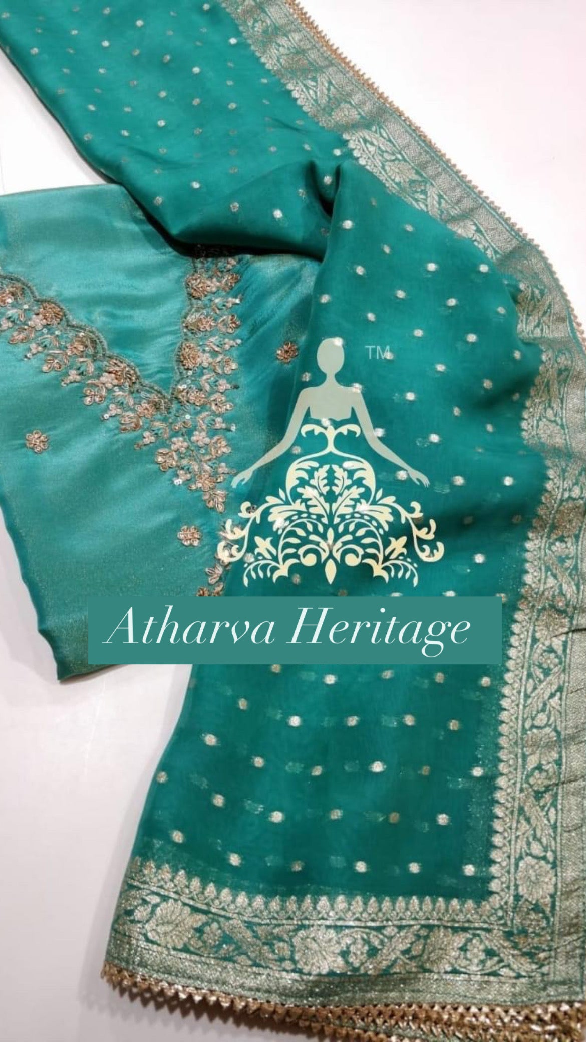 ATHARVA Hand Embroidery Salwar Kameez/Tissue Silk Ladies Suit/Organza Banarsi Silk Dupatta/Stones/Custom Stitch Unstitch/Gift/TO1675D