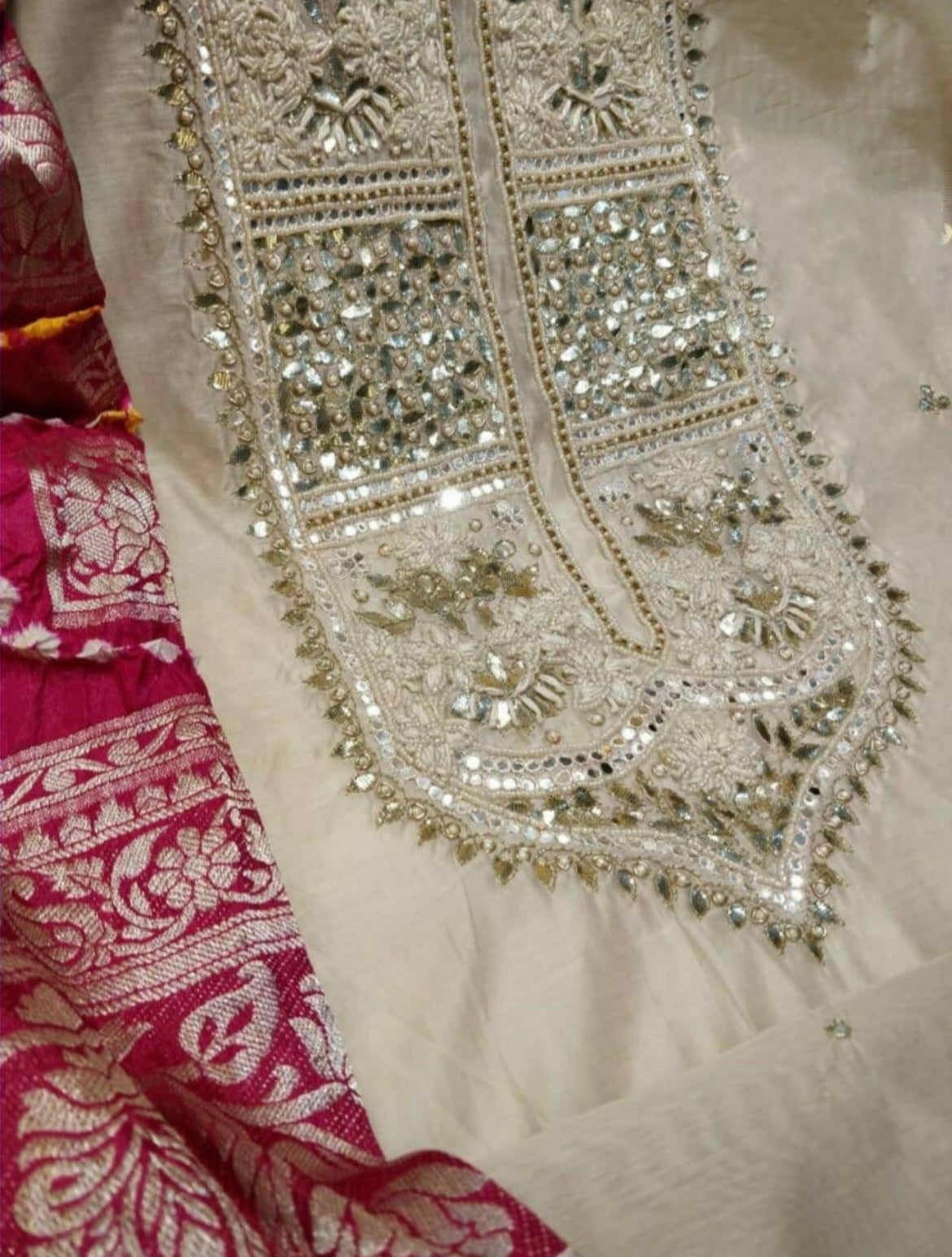 ATHARVA Hand Embroidery Salwar Kameez/Chanderi Ladies Suit/Banarsi Bandhani Dupatta/Stones/Custom Stitch Unstitched /Gift/CH16770