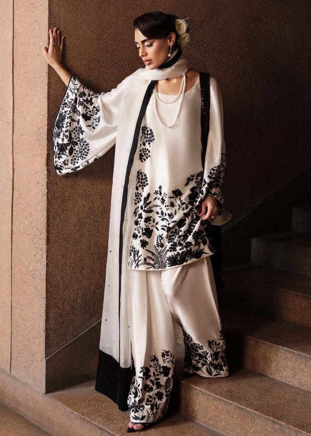 ATHARVA HERITAGE Pure Handloom Silk Suit with Beautiful Parsi Gara embroidered Pakistani Suit~✨🌼 RSO0012
