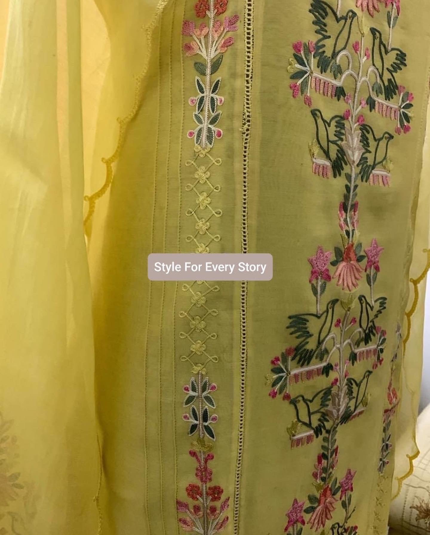 PURE CHANDER SILK KASHMIRI AARI SUIT CH542876Yellow