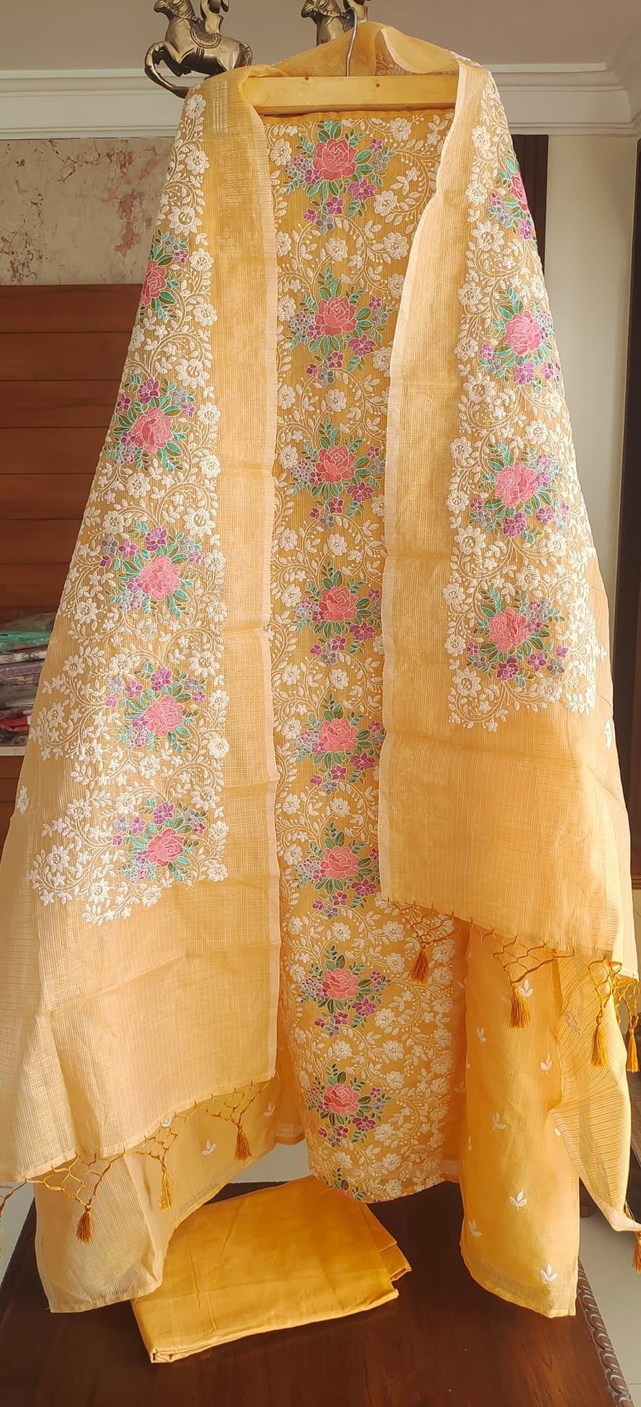 Atharva Heritage Embroidered Cotton kota Salwar Kameez/Embroidery Kota Dupatta/Cotton Embroidery Shirt /Cotton Bottom- KK0022