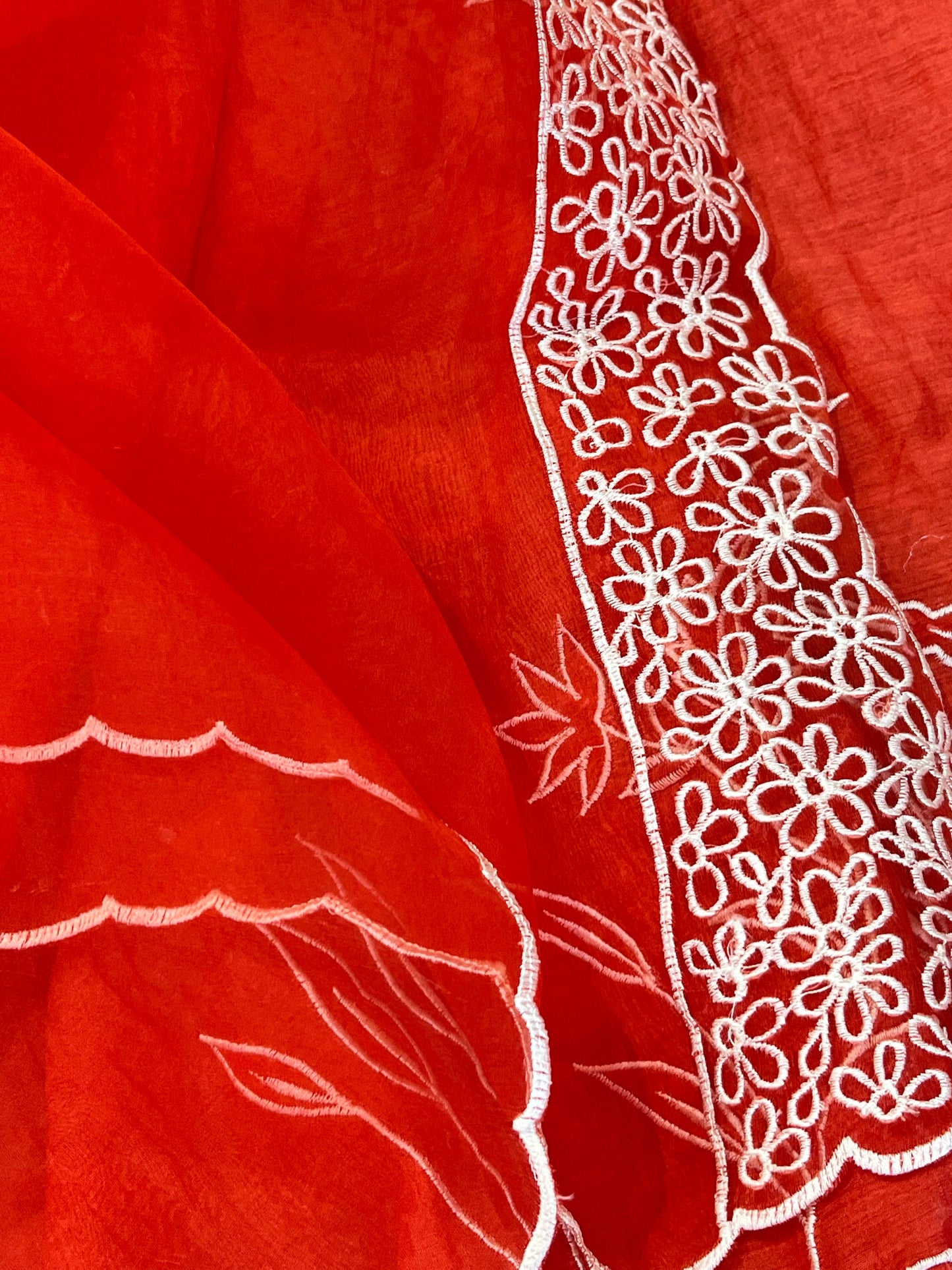 PURE MUL CHANDERI AND Pure Silk ORGANZA EDITS CHO00156BR Brick Red