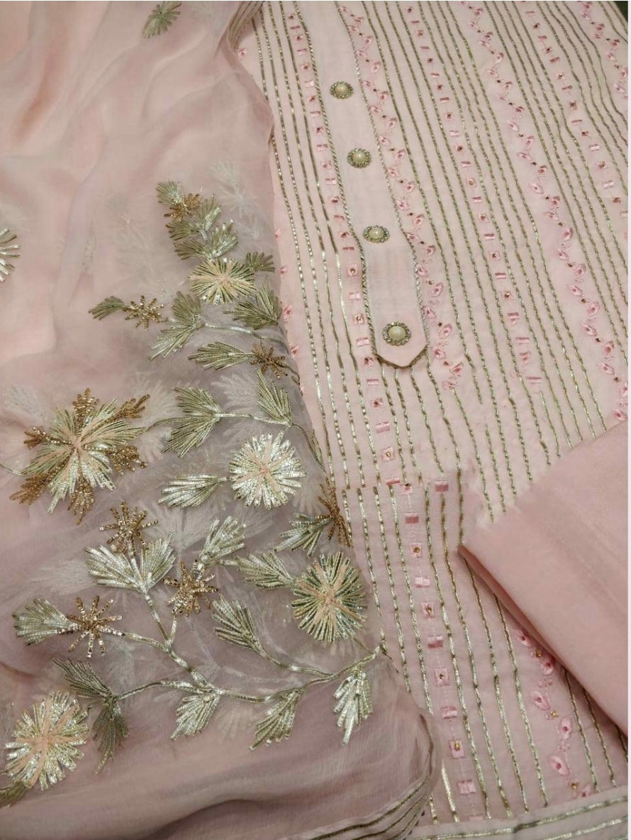 ATHARVA HERITAGE Hand Embroidery Salwar Kameez /Chiffon Dupatta With Stunning Gota & Trim/Custom Stitch Unstitch/Gift/Patiala/Anarkali/Churridar/CH17333