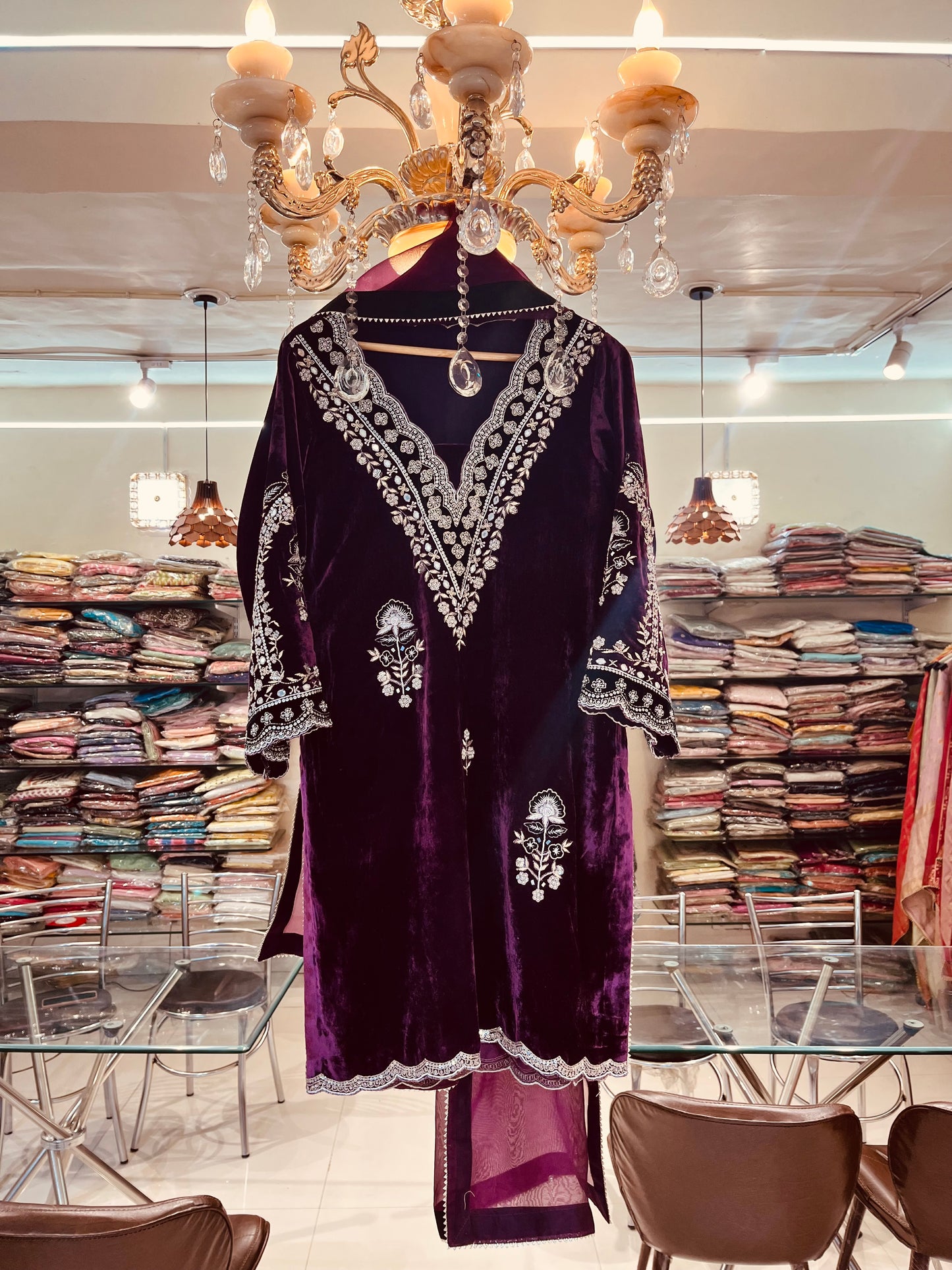 ATHARVA HERITAGE Pure Makhmal Silk Velvet Farshi Salwar Pakistani Suit~✨🌼 TVO00102