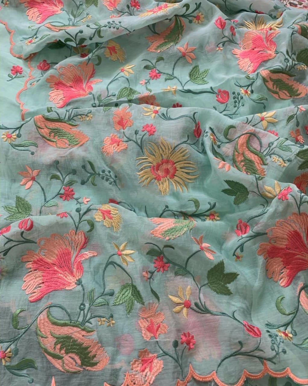 PURE CHANDER SILK PARSI GARA SUIT CH5415 SEA GREEN