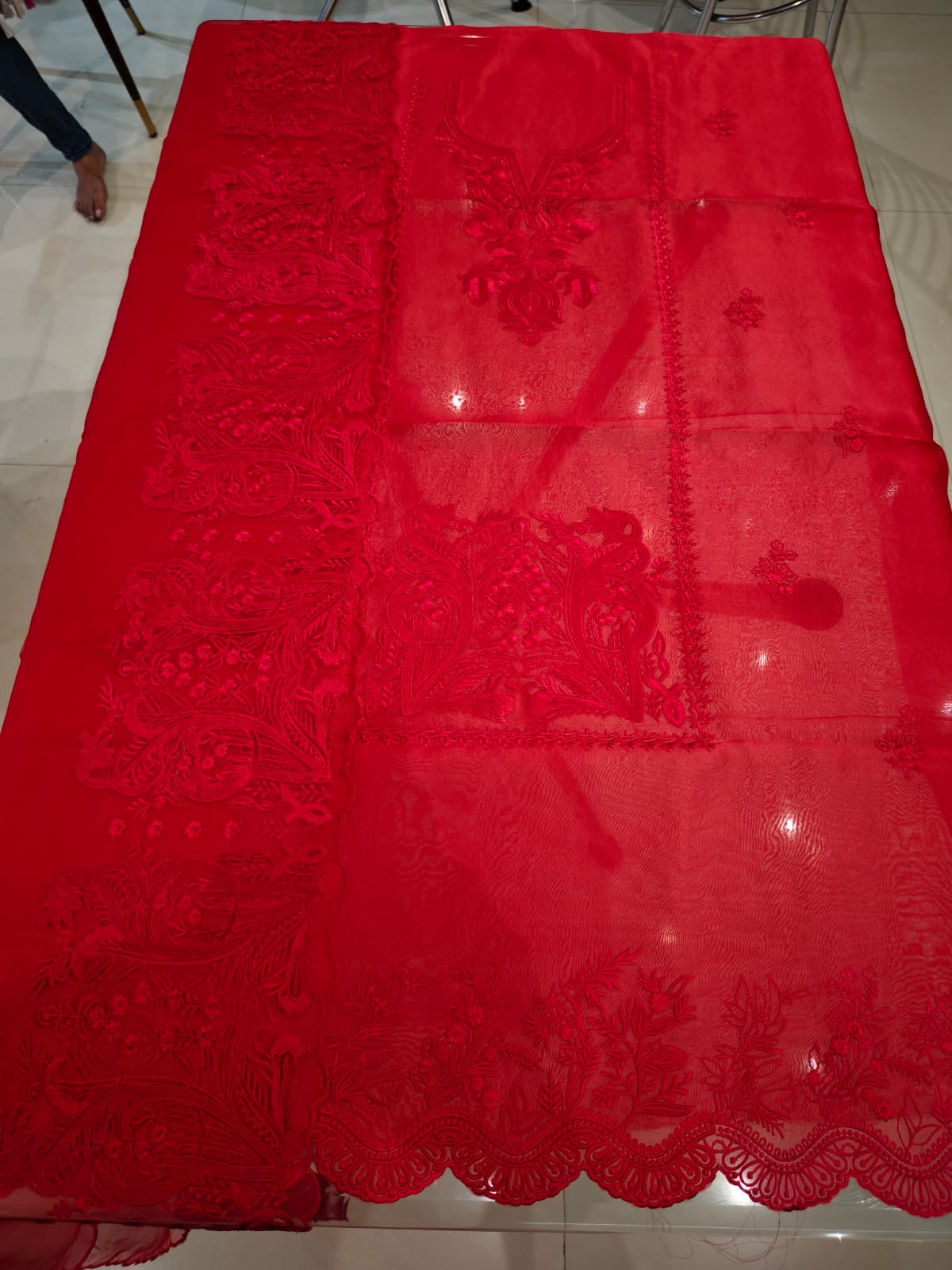Sheer Luxury Pakistani unstitched Suit RED SLP001