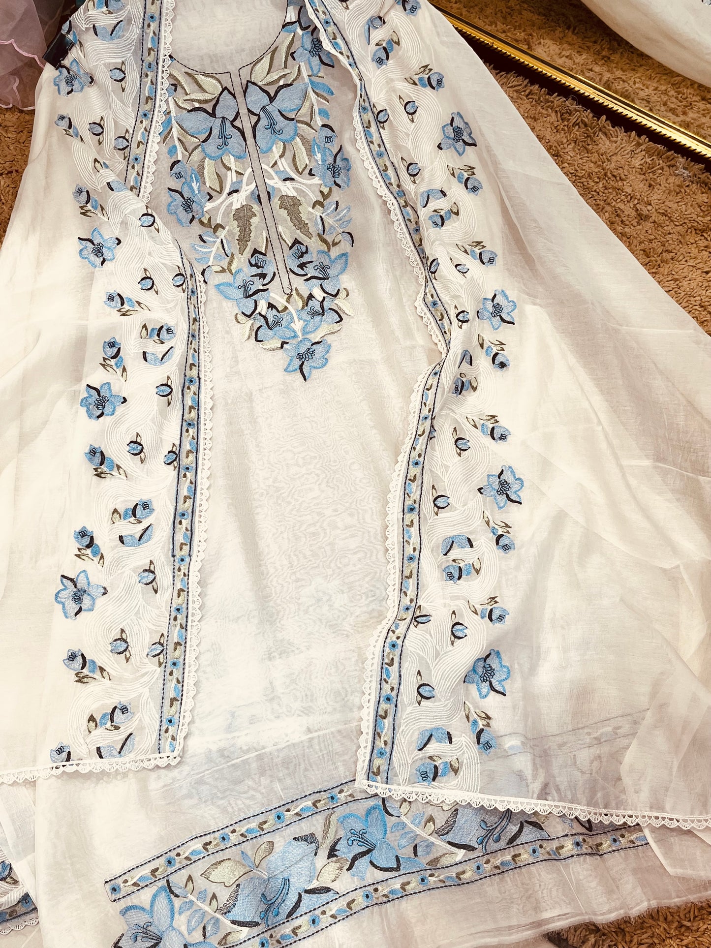 Atharva Atharva Heritage Water Thread Embroidered Pure Mul Chanderi MC70011W