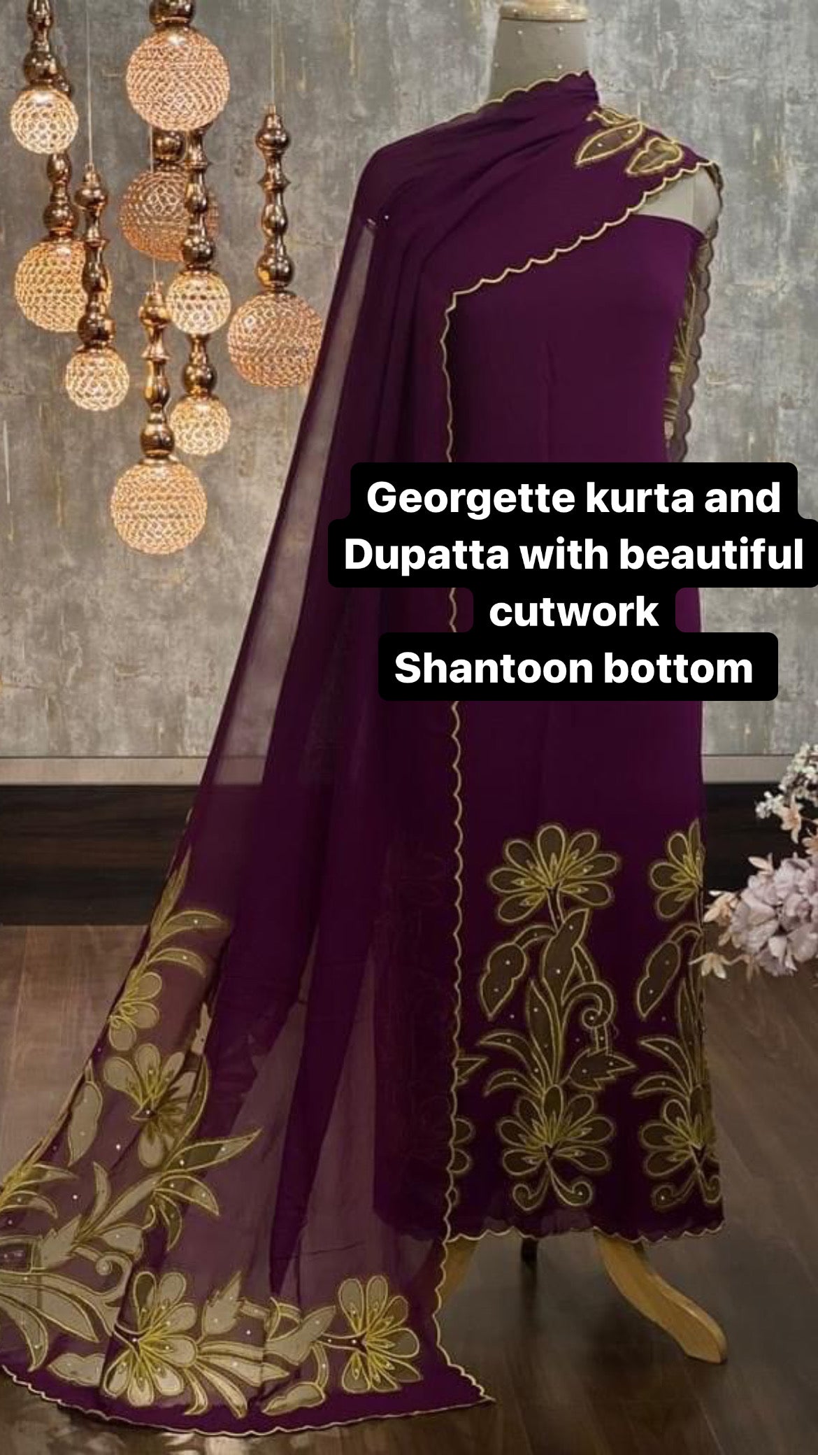 ATHARVA Hand Embroidery Salwar Kameez/Georgeete Cut-Work/Georgette Applique Shirt & Dupatta/Santoon Bottom/Custom Stitch Unstitch/Plazo/Pant/ CUT80492