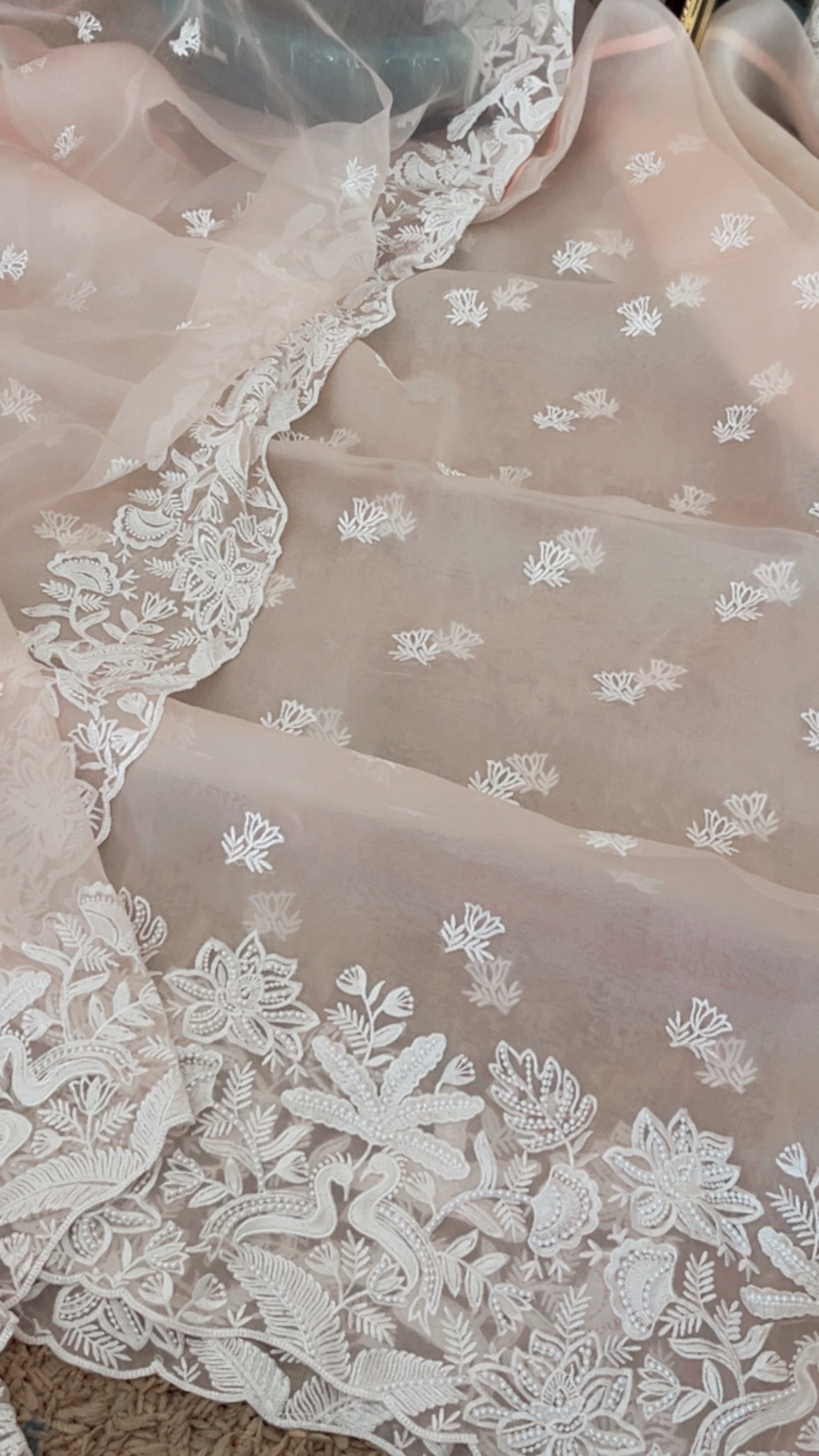Atharva Heritage SHEER LUXURY Pure Silk Organza French Thread Embroidery with Pearl Hand Embroidered Highlight SUIT SOFTHP561