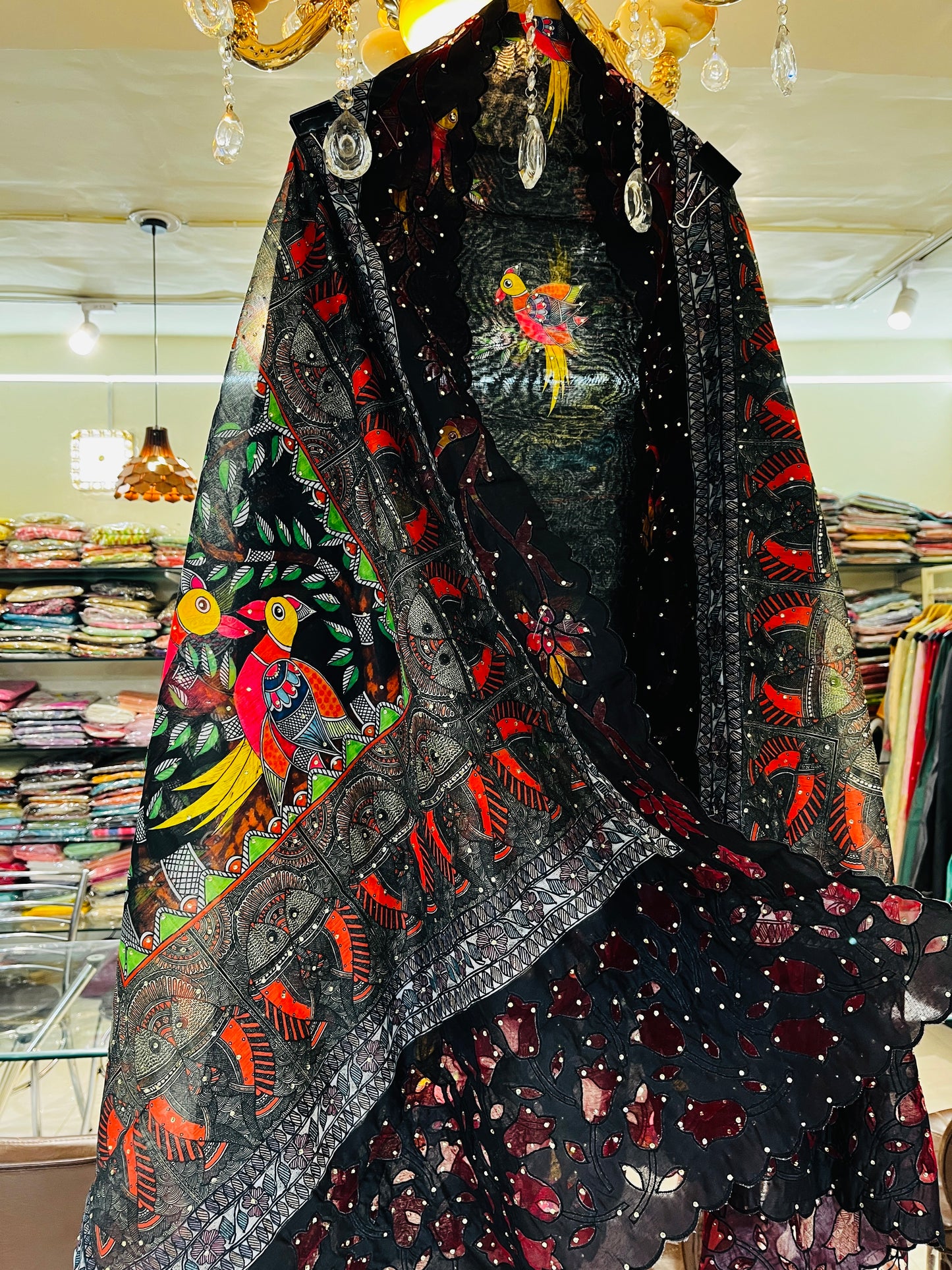 Atharva Pure Handloom CHANDERI Silk Digital Printed Cutwork SUIT CH17518(A)