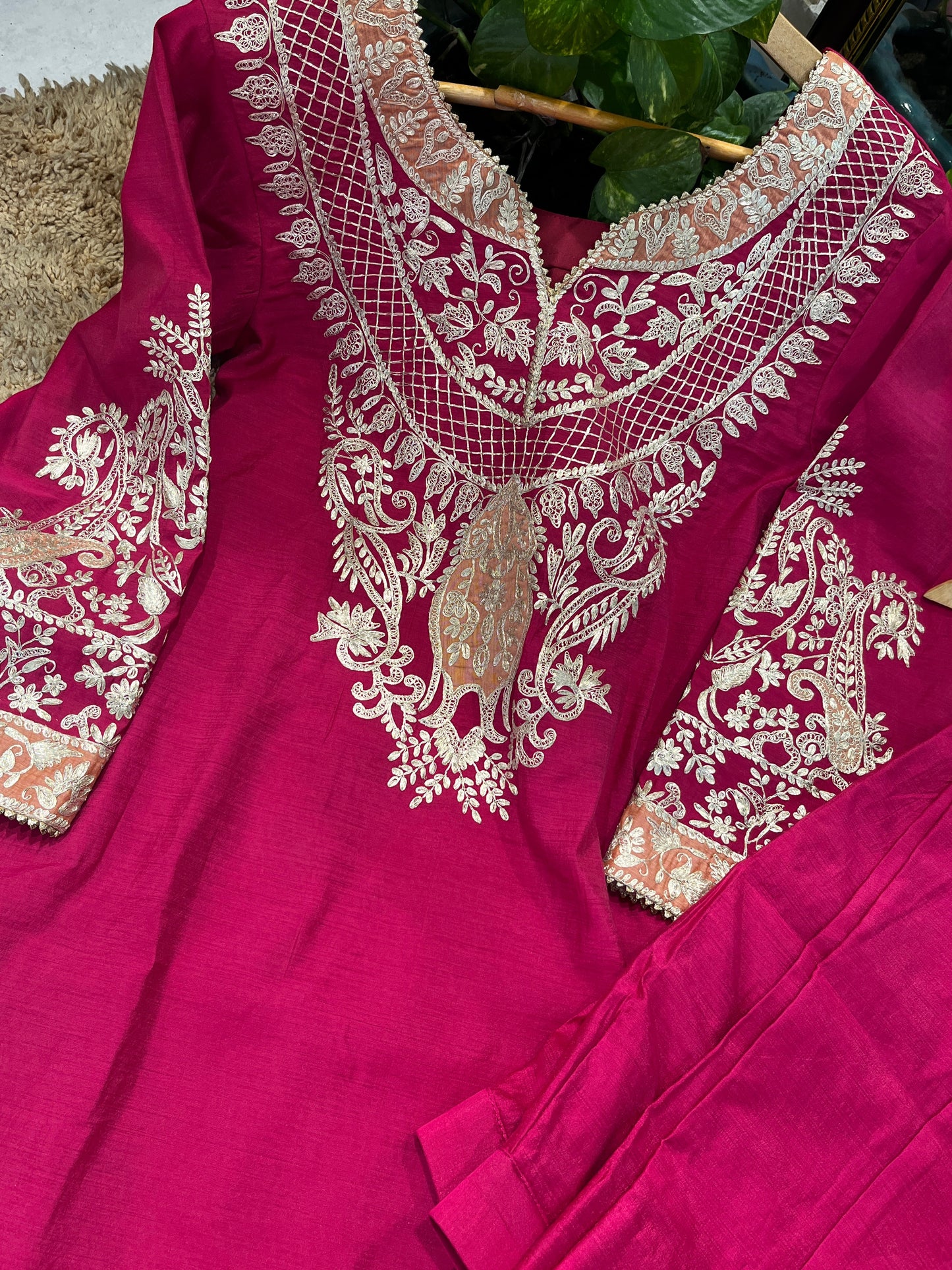 Atharva Heritage Pure Chanderi silk 80 Grams A-Line Coord Set PRP0010