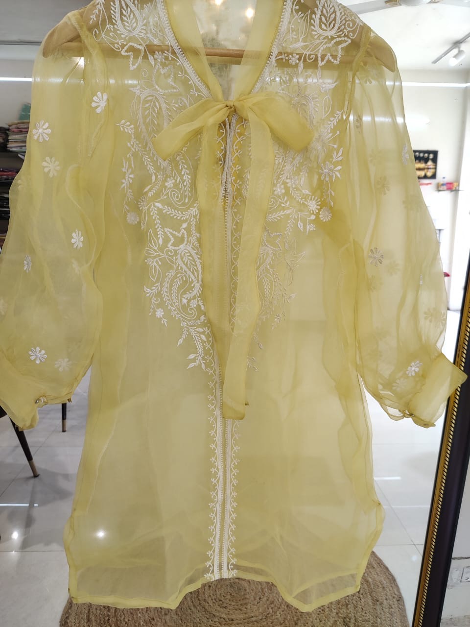 Sheer Luxury Silk Organza Lucknowi Semi Stitched Top SLT002
