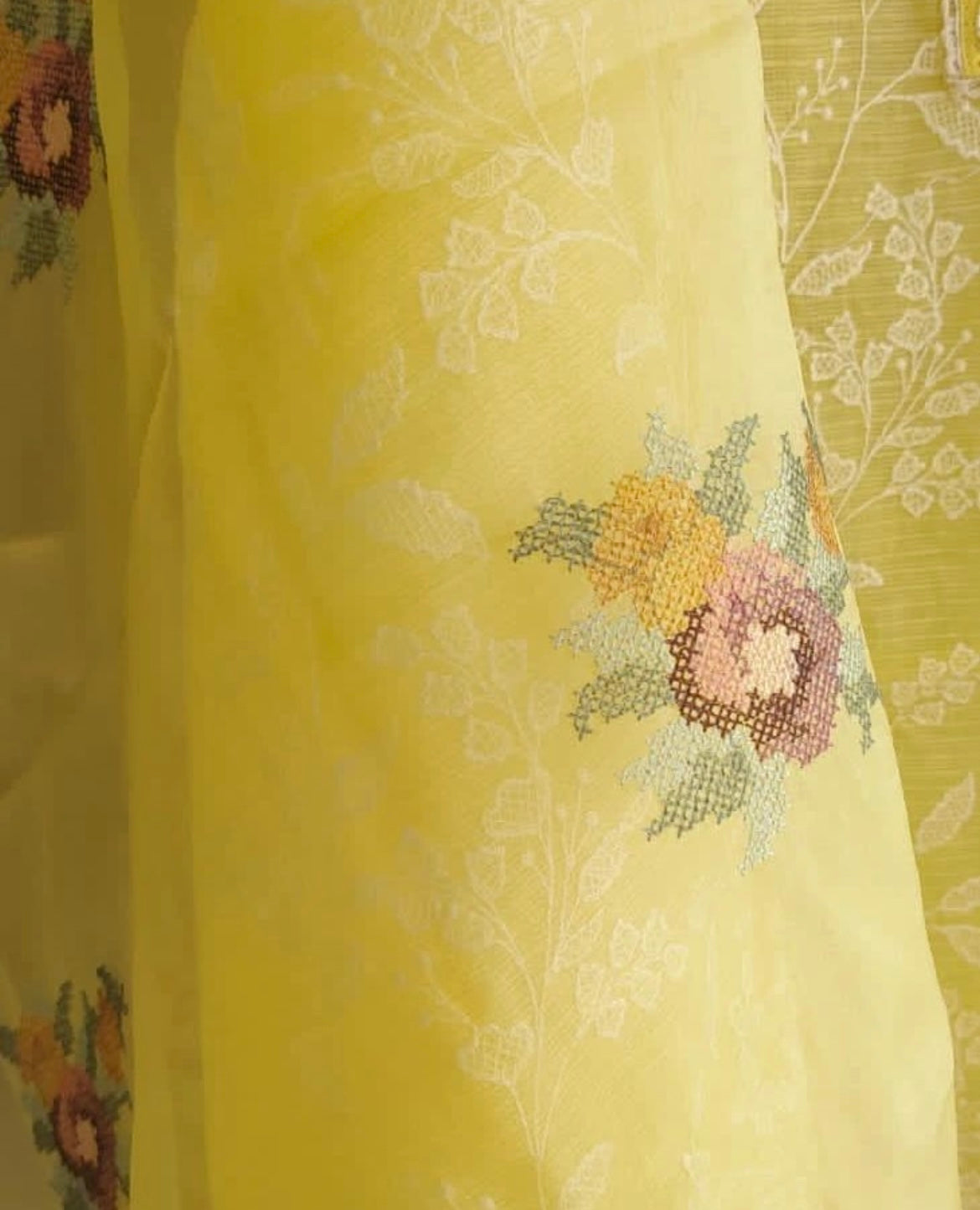 Atharva Embroidered Cotton Kota Salwar Kameez/Embroidery organza Dupatta /Cotton kota Embroidery Shirt Pink/Cotton Chikankari Bottom- KK002