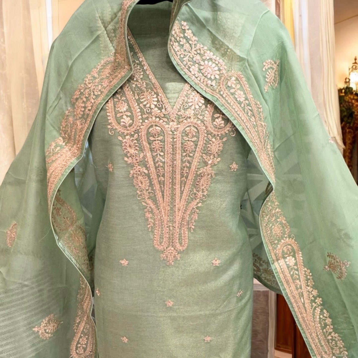 MAHARANI LUXURY Pure Tissue Banarasi CHANDERI SILK SUIT MCCH0016