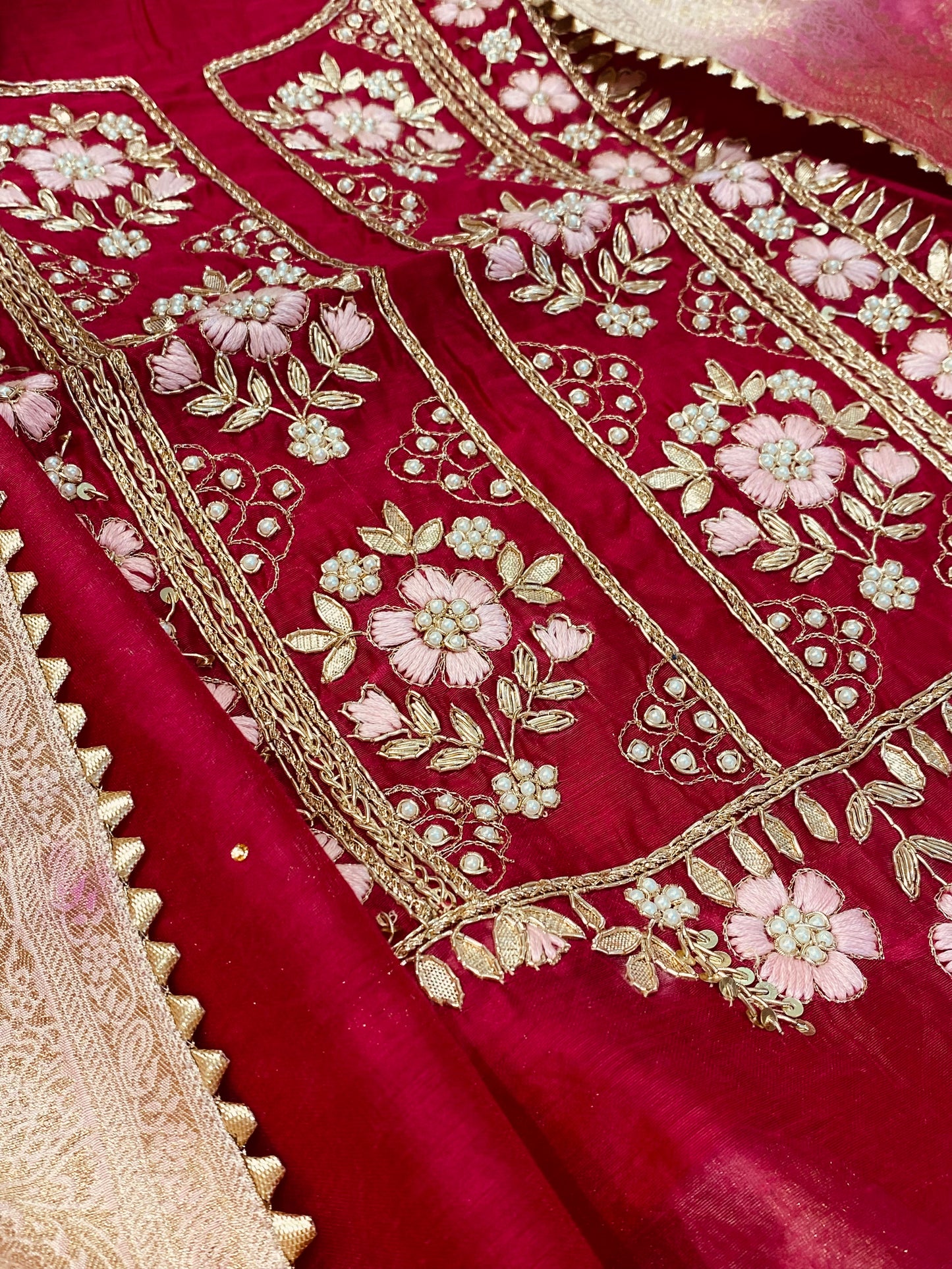 ATHARVA Hand Embroidery Salwar Kameez/Chanderi Ladies Suit/Banarsi Silk Dupatta/Stones/Custom Stitch Unstitch/Embroidery Potli/Gift/CH16766