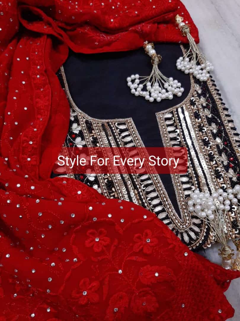 ATHARVA Hand Embroidered Salwar Kameez Chanderi Shirt/Lucknowi Georgette Dupatta/Custom Stitch Unstitch/Custom Anarkali/CH18013