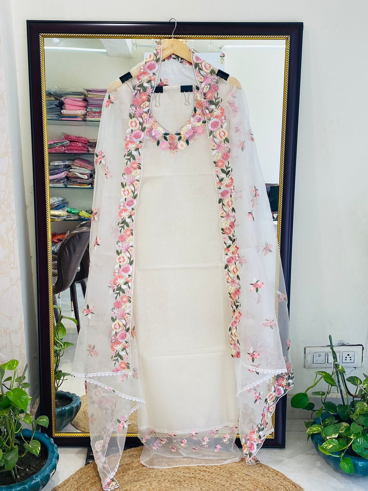 ATHARVA HERITAGE Sheer Luxury Pakistani unstitched Suit SLP004W Pearl white