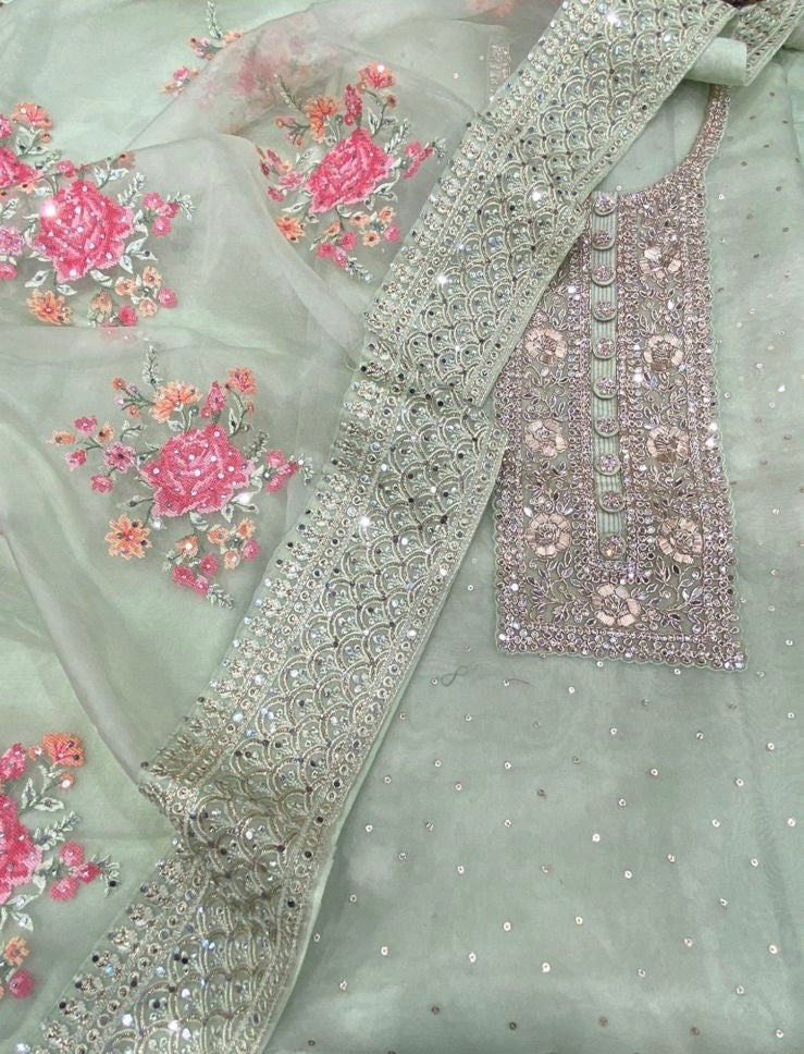 ATHARVA HERITAGE Sheer Luxury PURE SILK ORGANZA HAND EMBROIDERED KURTA WITH CROSS STITCH EMBROIDERED DUPATTA Collection SLR009