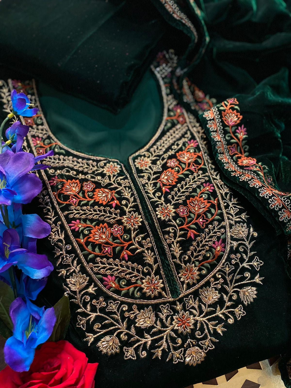 Atharva Heritage/Kashmiri Embroidered The Winter Velvet 2024 Edits EM1033