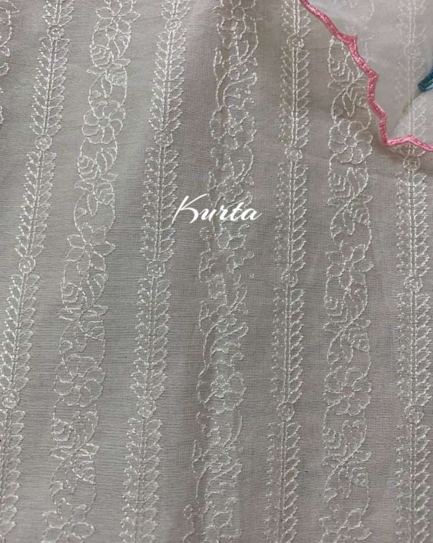 PURE CHANDERI Silk 70 Grams kurta /Pure Silk Organza Dupatta PARSI GARA UNSTITCHED SUIT CH54230