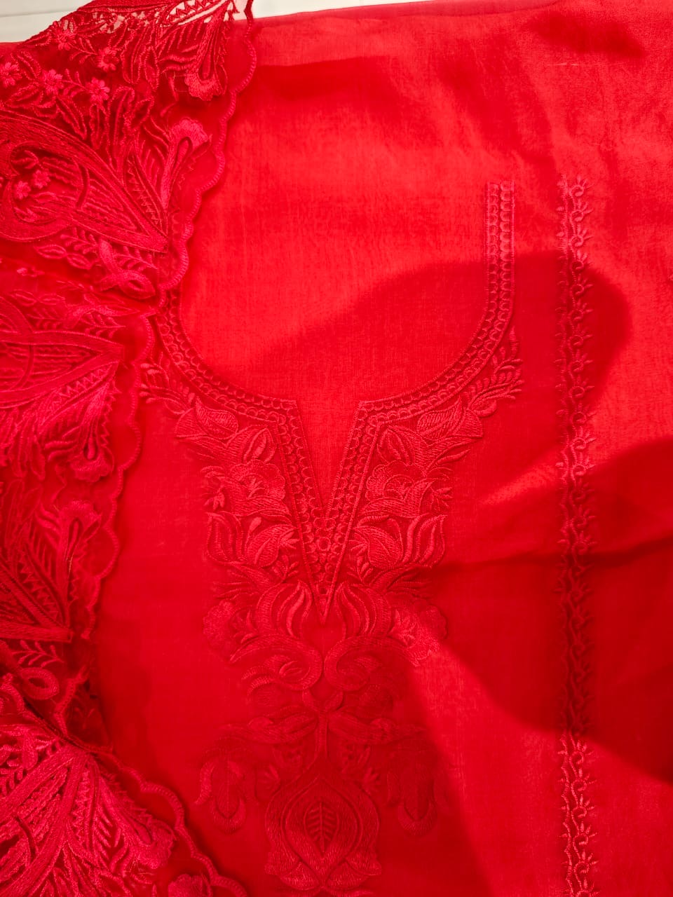 Sheer Luxury Pakistani unstitched Suit RED SLP001