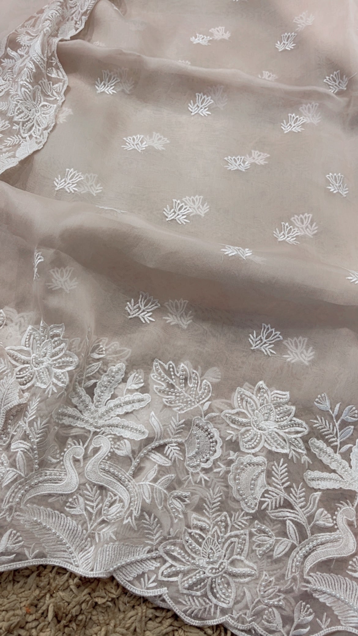 Atharva Heritage SHEER LUXURY Pure Silk Organza French Thread Embroidery with Pearl Hand Embroidered Highlight SUIT SOFTHP561