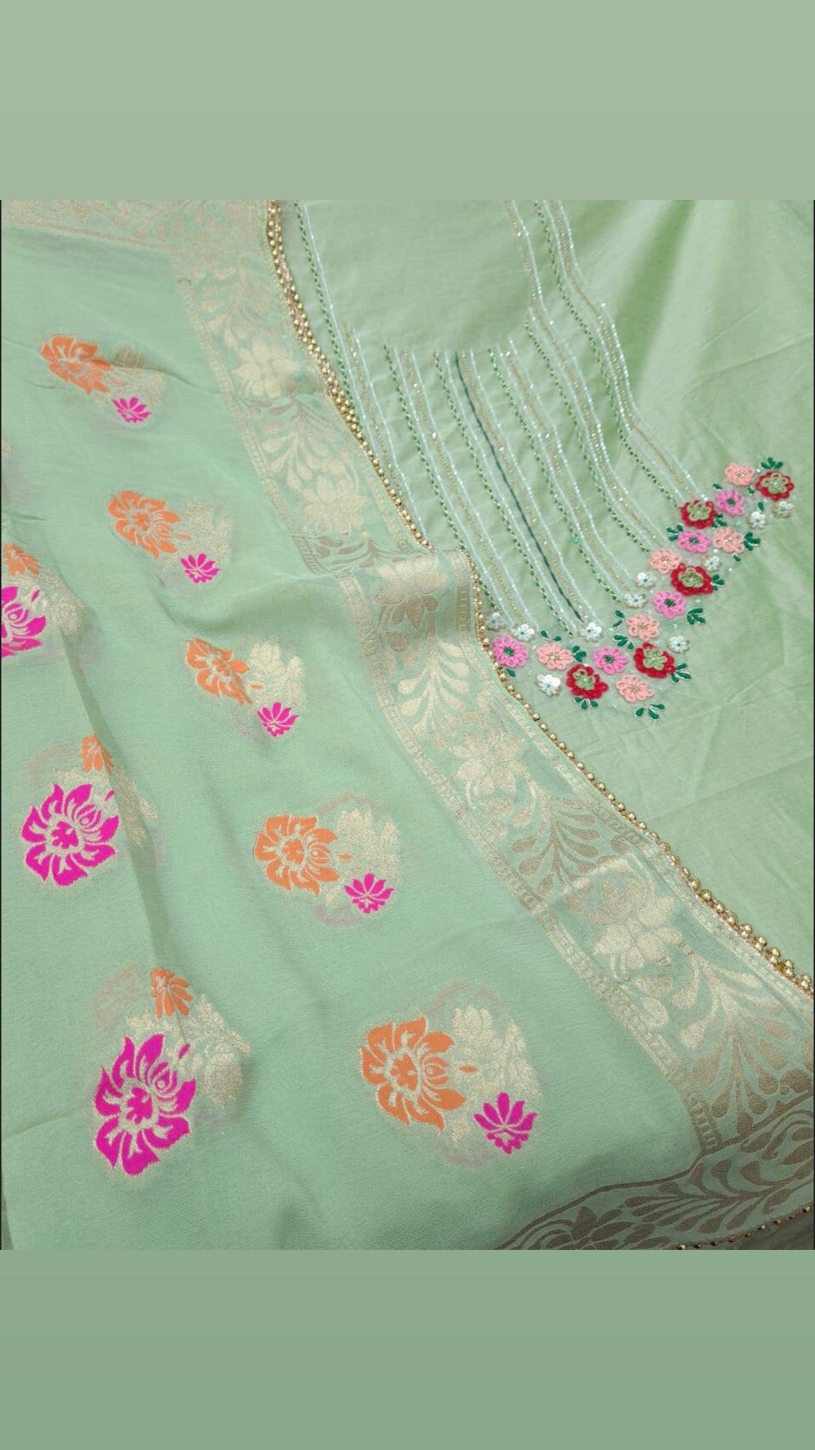 ATHARVA Hand Embroidery Salwar Kameez/Chanderi Ladies Suit/Banarsi Silk Dupatta/Stones/Custom Stitch Unstitch/Embroidery Potli/Gift/CH16772