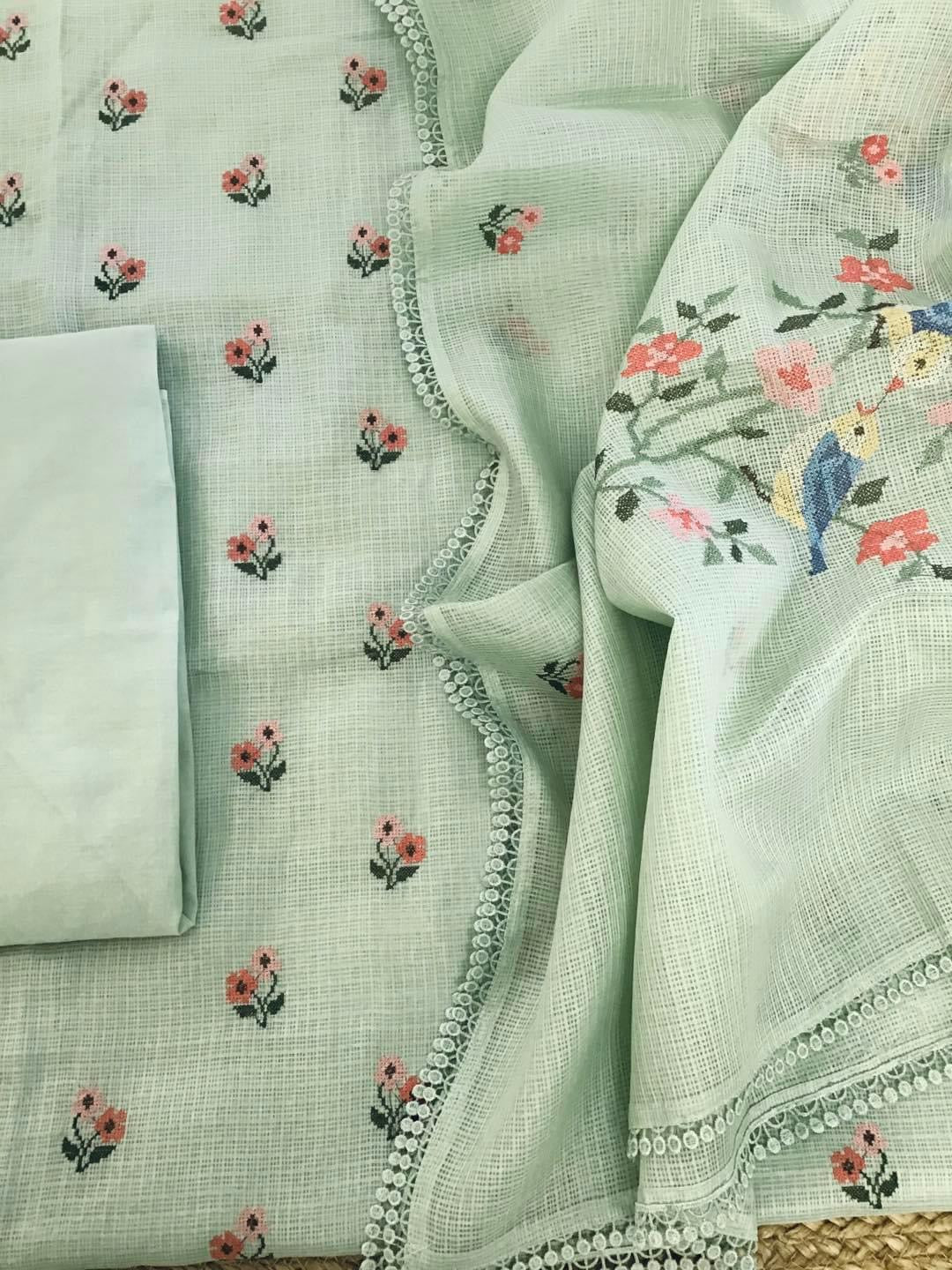 Atharva Embroidered Cotton Kota Salwar Kameez/Embroidery Kota Dupatta /Kota Embroidery Shirt /Cotton Chikankari Bottom- KK008
