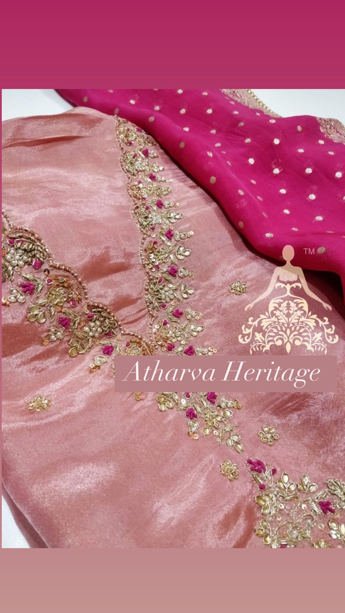 ATHARVA Hand Embroidery Salwar Kameez/Tissue Silk Ladies Suit/Organza Banarsi Silk Dupatta/Stones/Custom Stitch Unstitch/Gift/TO16758B