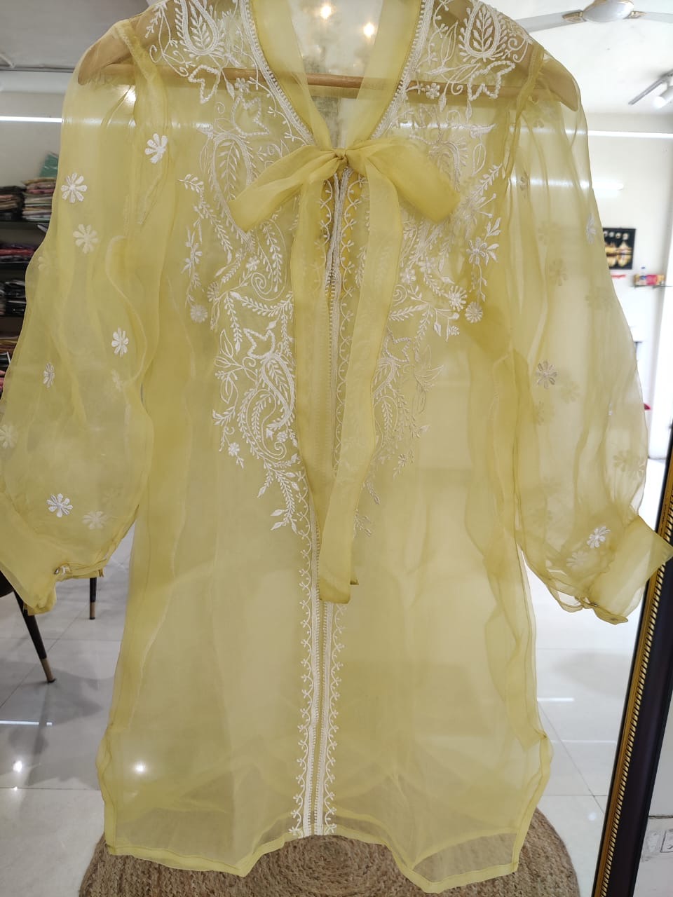 Sheer Luxury Silk Organza Lucknowi Semi Stitched Top SLT002