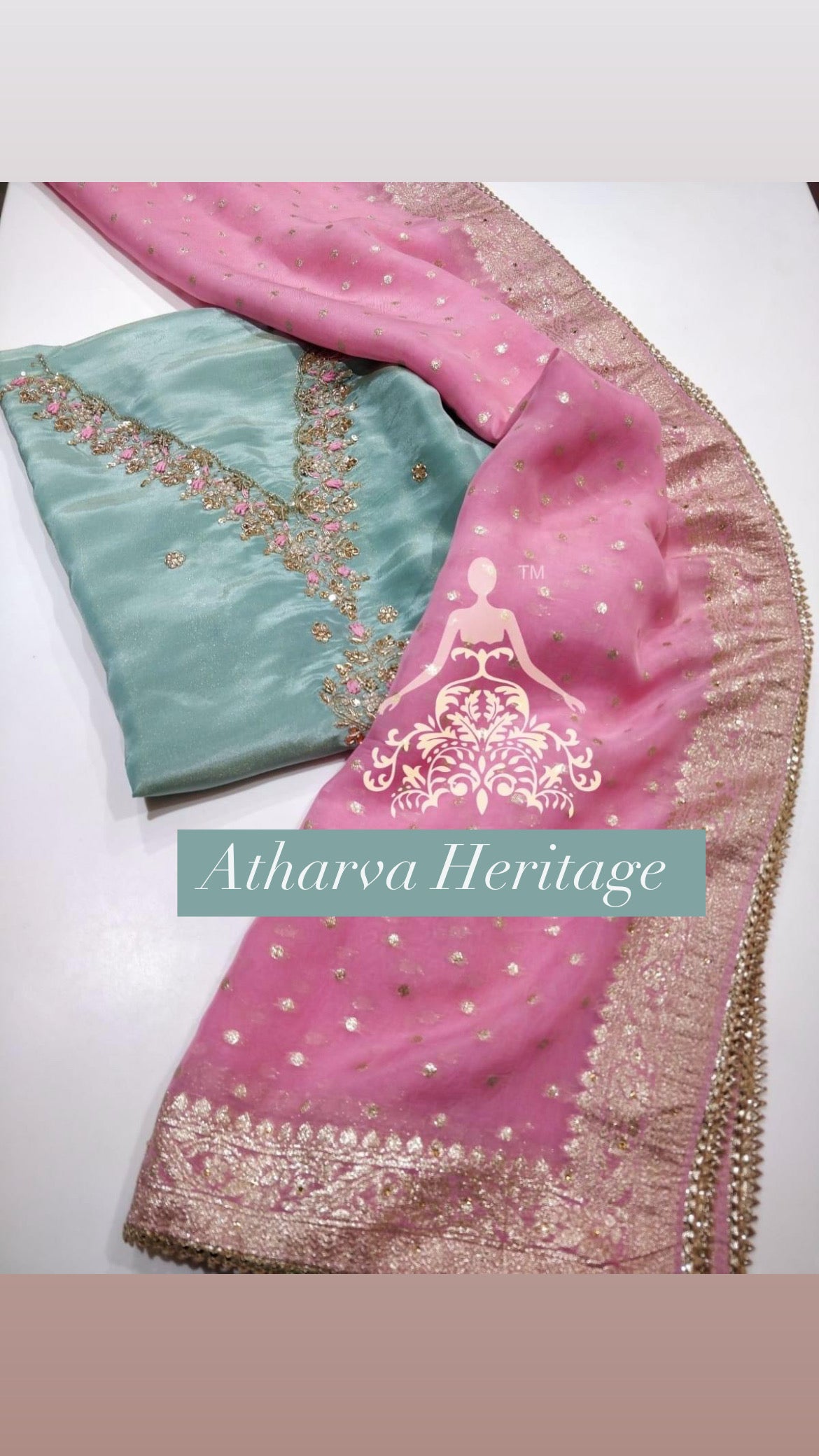 ATHARVA Hand Embroidery Salwar Kameez/Tissue Silk Ladies Suit/Organza Banarsi Silk Dupatta/Stones/Custom Stitch Unstitch/Gift/TO1675C