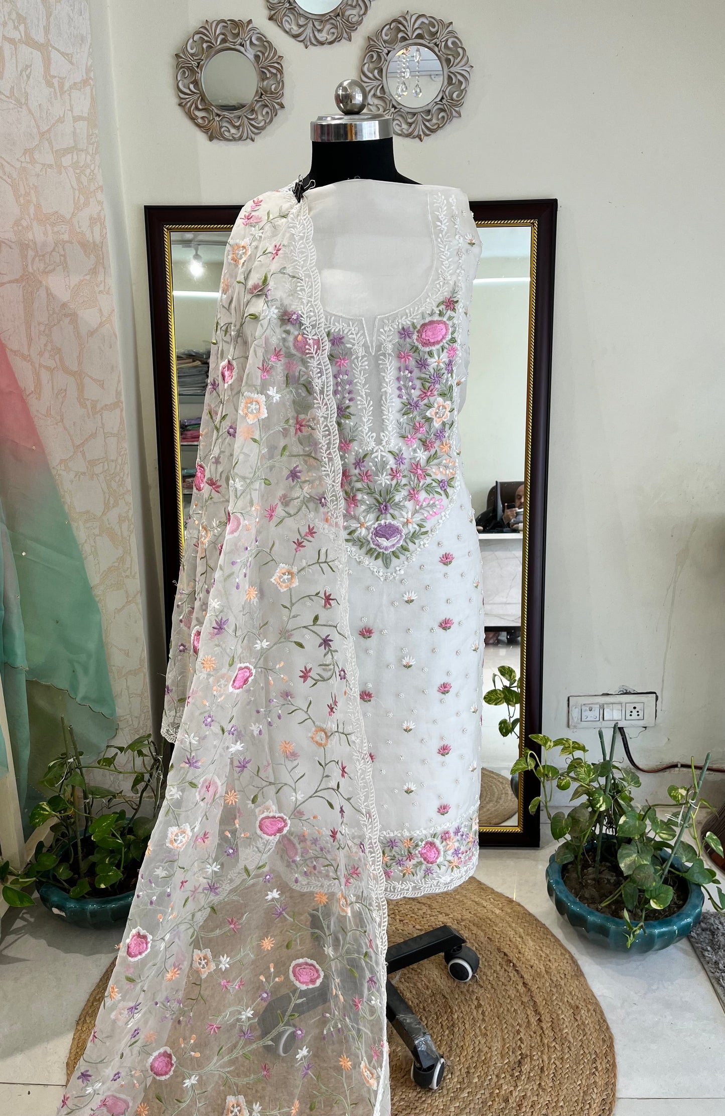 Atharva Heritage Sheer Luxury /Pure Silk Organza PARSI GARA SUIT SHEER002D
