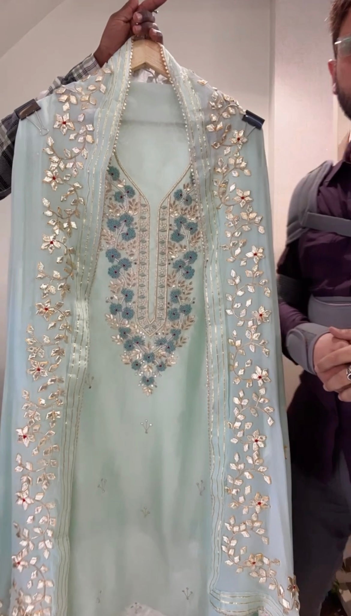 ATHARVA Hand Embroidered Salwar Kameez w/ Mint Chanderi Shirt/Gota Pati Chiffon Dupatta/Custom Stitch Unstitch/Custom Anarkali/CH18017 Mint