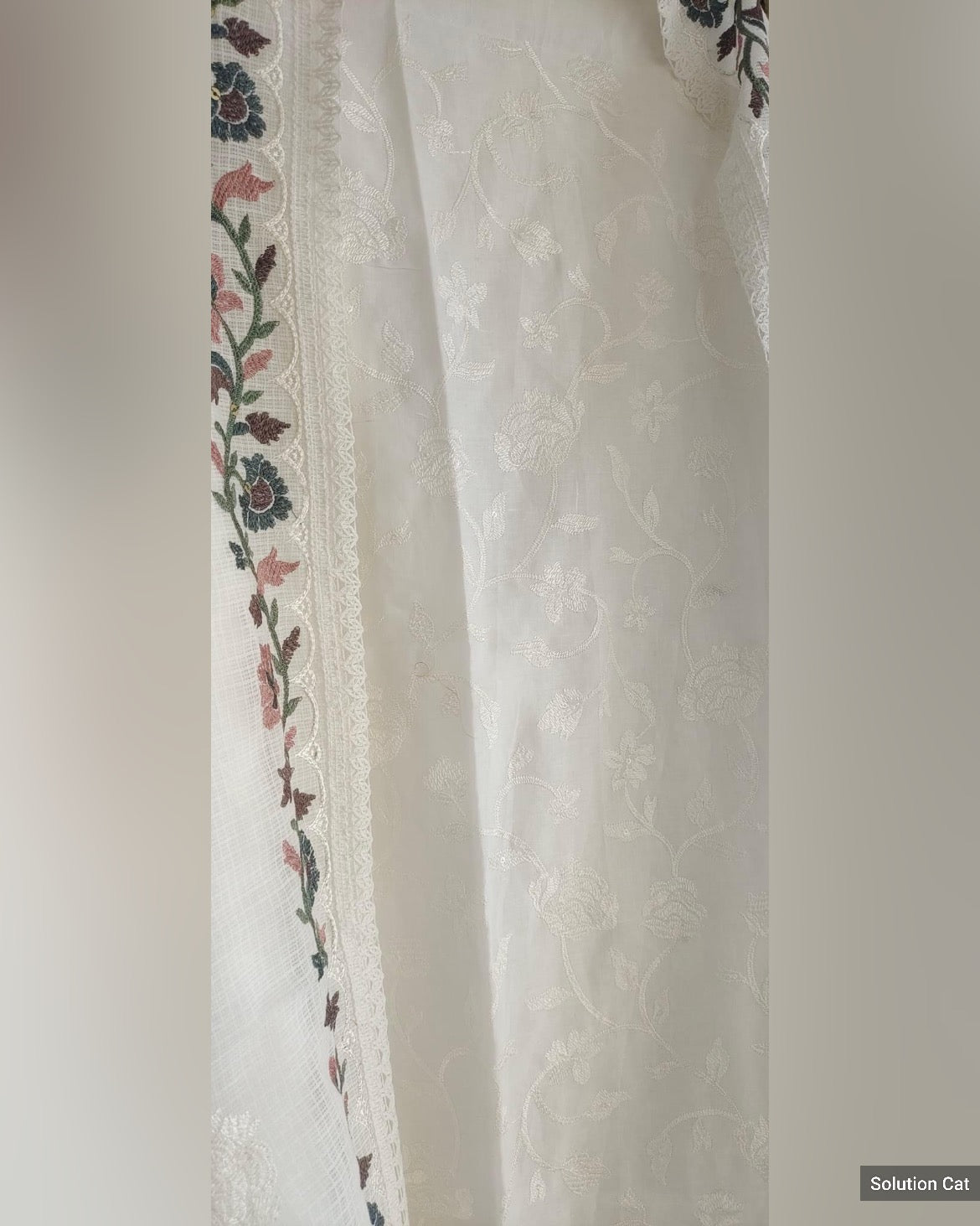 Atharva Embroidered Cotton Kota Salwar Kameez/Embroidery Kota Dupatta /Kota Embroidery Shirt /Cotton Bottom- KK0082 White