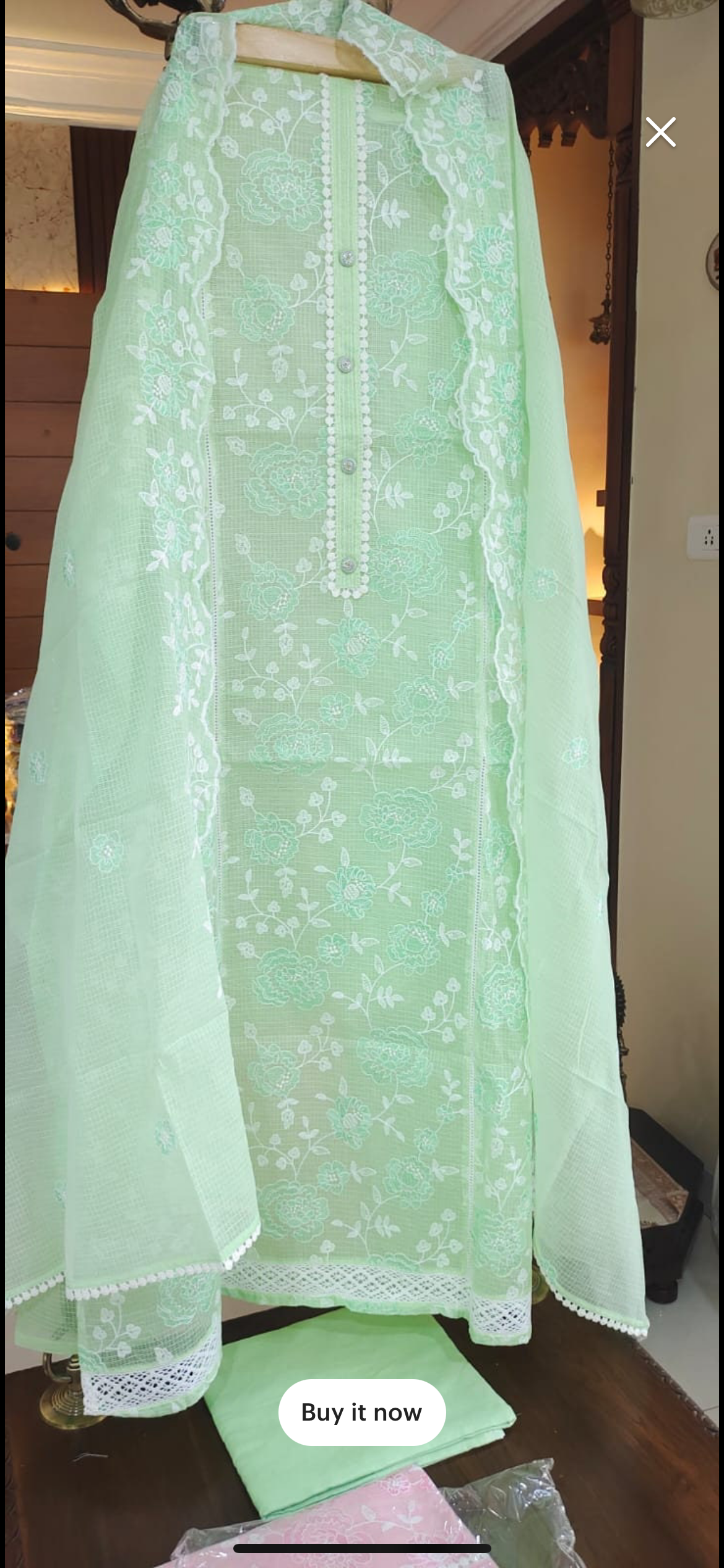 Atharva Embroidered Cotton kota Salwar Kameez/Embroidery Kota Dupatta/Cotton Embroidery Shirt /Cotton Chikankari Bottom- KK0015G Green