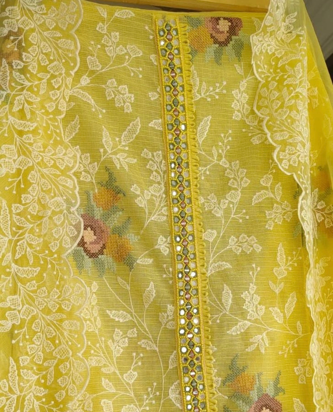Atharva Embroidered Cotton Kota Salwar Kameez/Embroidery organza Dupatta /Cotton kota Embroidery Shirt Pink/Cotton Chikankari Bottom- KK002