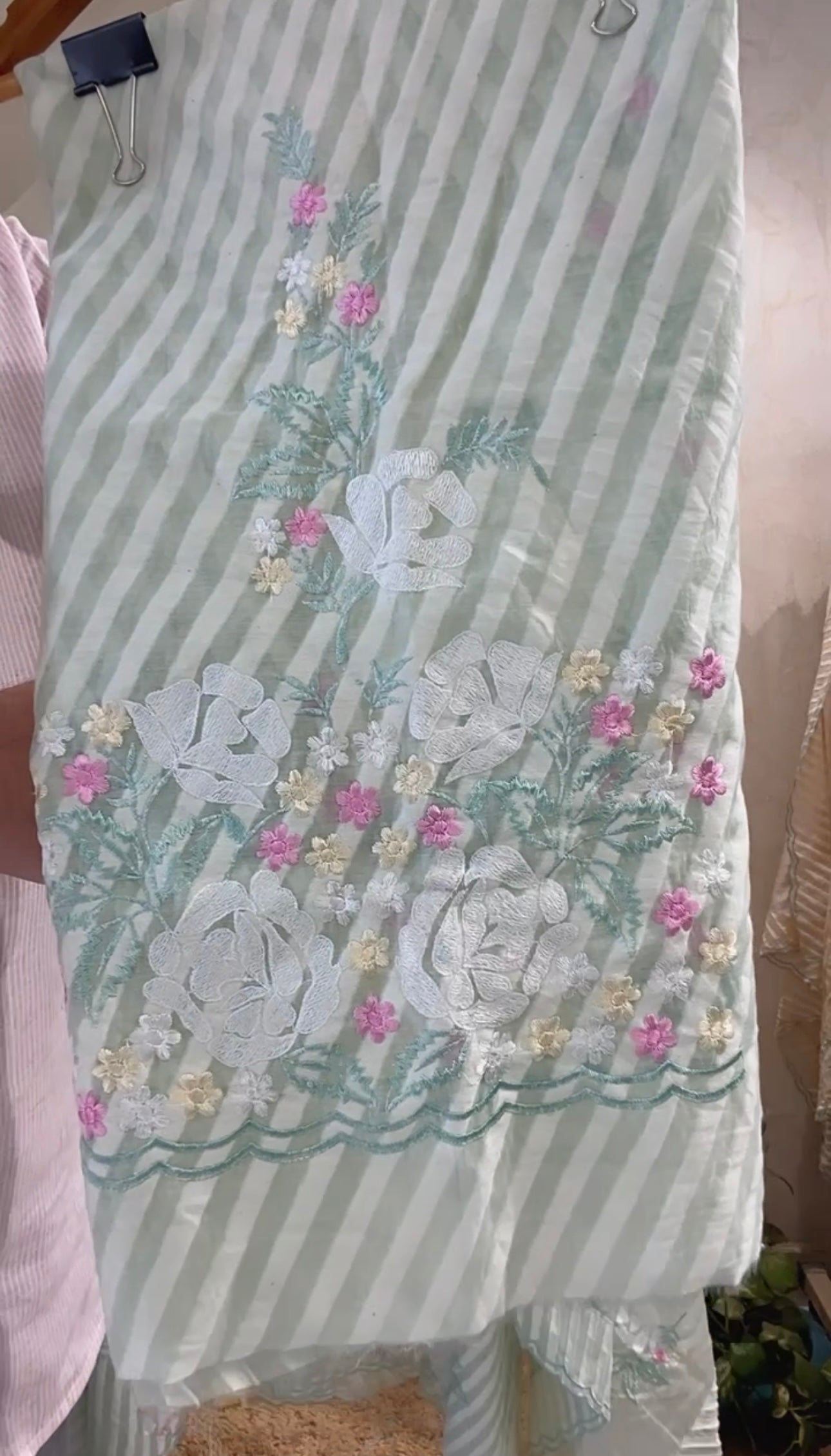 PURE striped Mul CHANDER SILK French Know SUIT CH5455 PISTA