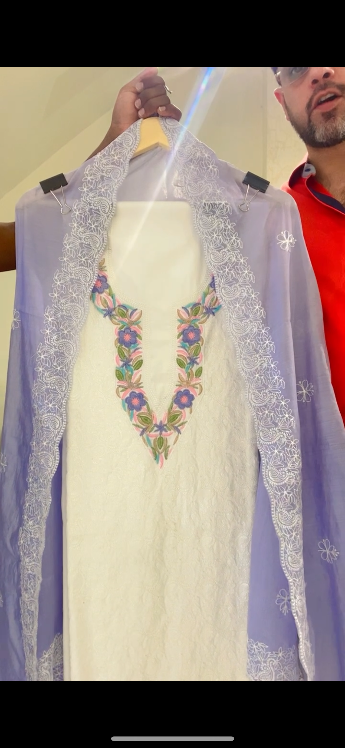 Atharva Embroidered Cotton Salwar Kameez/Tepchi Embroidered Mul Cotton Dupatta Lavender/Cotton Embroidery Shirt White Chikankari/Cotton Bottom- MCK006