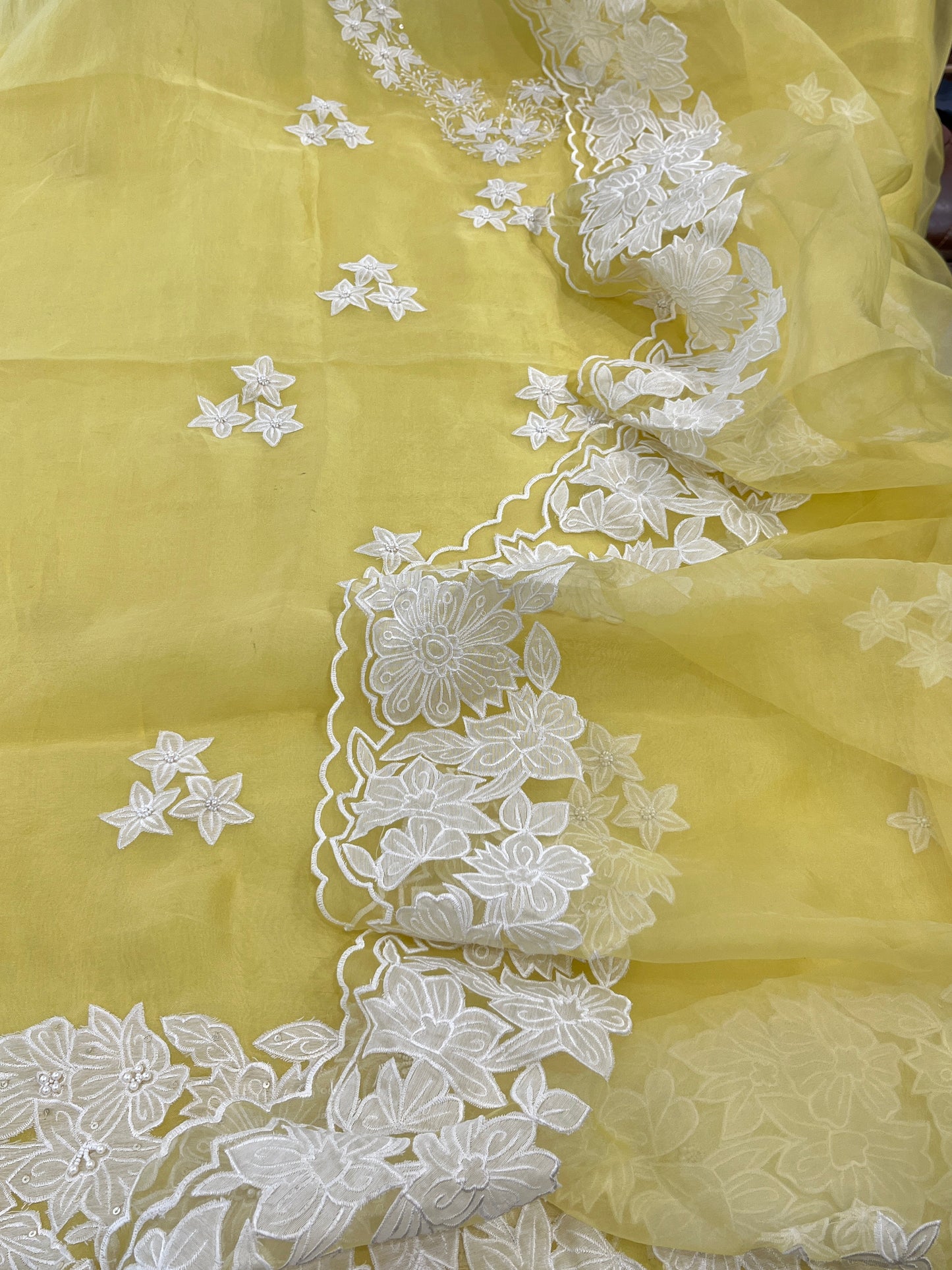 Atharva Heritage Sheer Luxury Pakistani Appliqué Suit PL0015Y Yellow