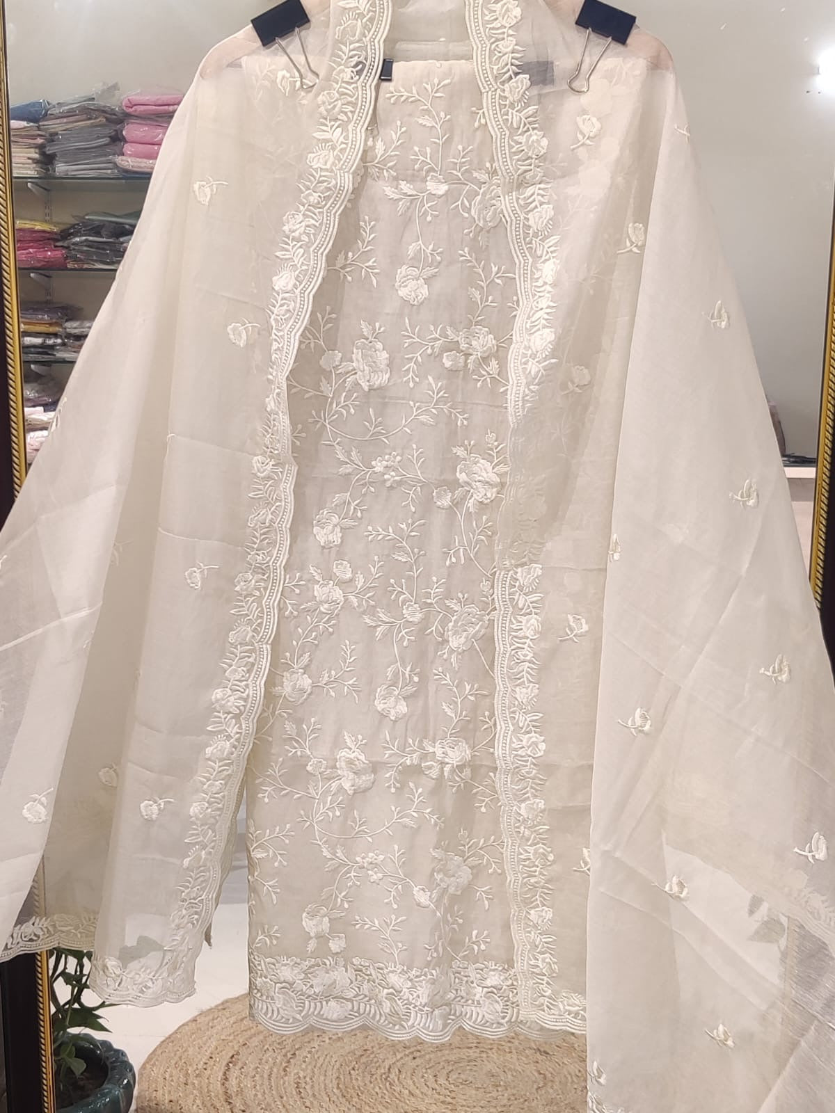 PURE MUL CHANDERI SILK PARSI GARA SUIT MCH001