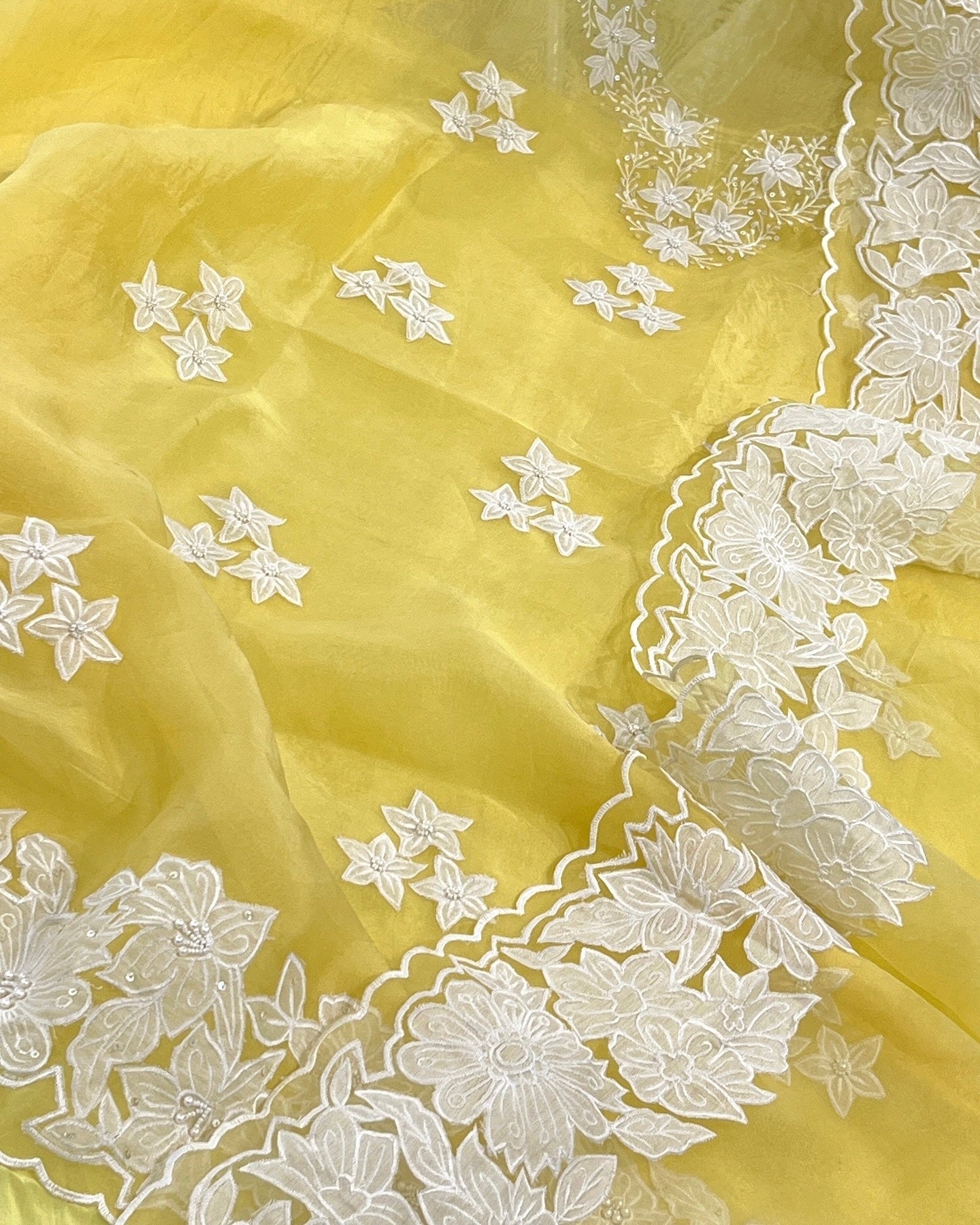 Atharva Heritage Sheer Luxury Pakistani Appliqué Suit PL0015Y Yellow