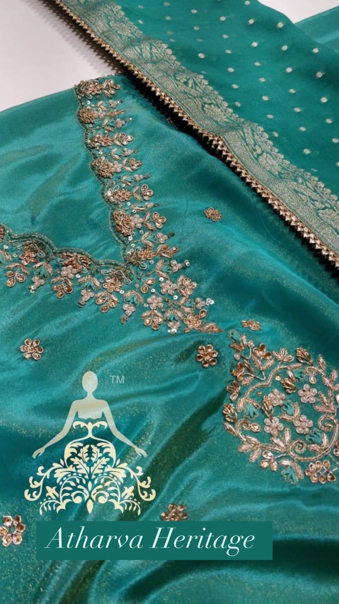 ATHARVA Hand Embroidery Salwar Kameez/Tissue Silk Ladies Suit/Organza Banarsi Silk Dupatta/Stones/Custom Stitch Unstitch/Gift/TO1675D
