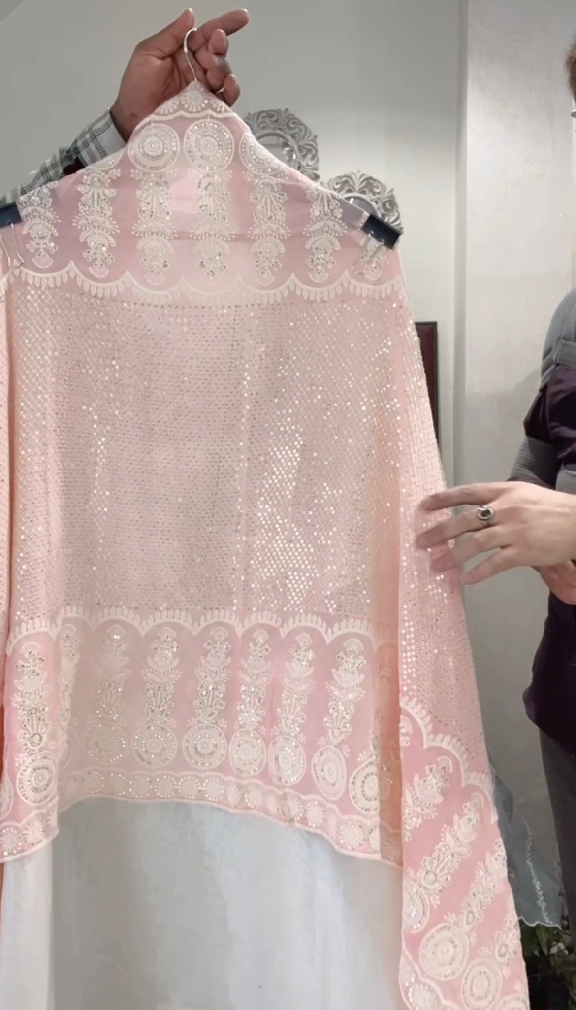 ATHARVA Hand Embroidered Salwar Kameez Chanderi Shirt/Lucknowi Silk Georgette Dupatta/Custom Stitch Unstitch/Custom Anarkali/H180153