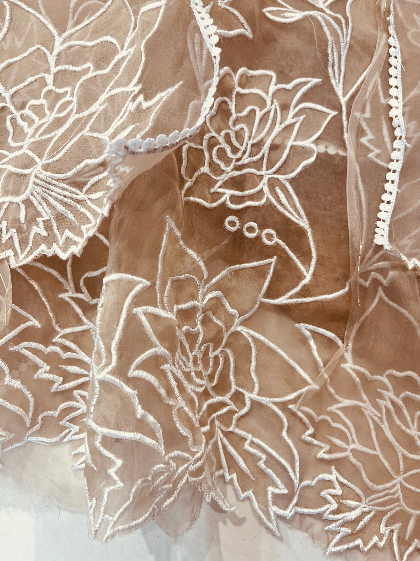 Atharva Heritage SHEER LUXURY PURE SILK ORGANZA APPLIQUE Unstitched SUIT SHEER001(Brown)