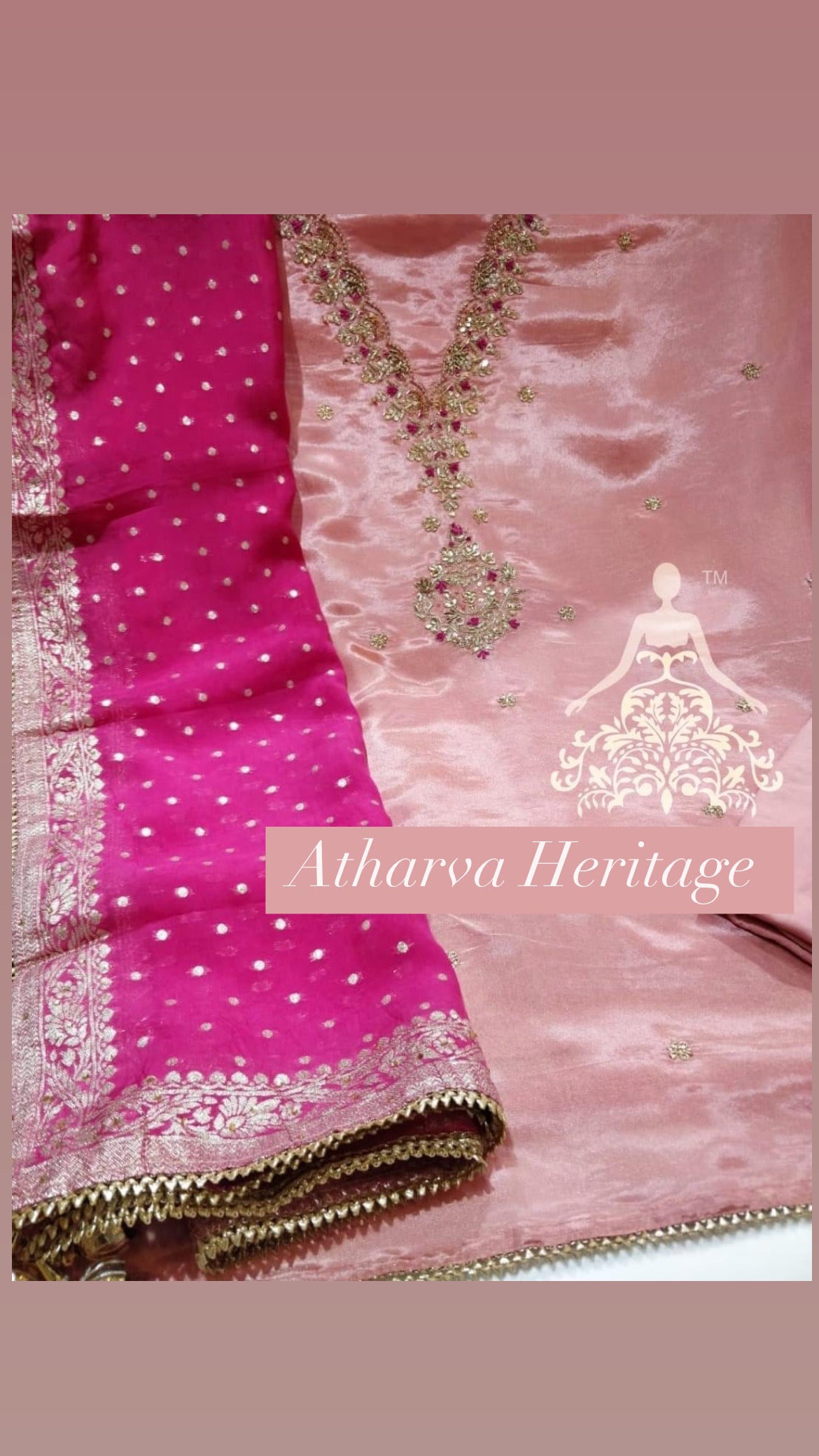 ATHARVA Hand Embroidery Salwar Kameez/Tissue Silk Ladies Suit/Organza Banarsi Silk Dupatta/Stones/Custom Stitch Unstitch/Gift/TO16758B