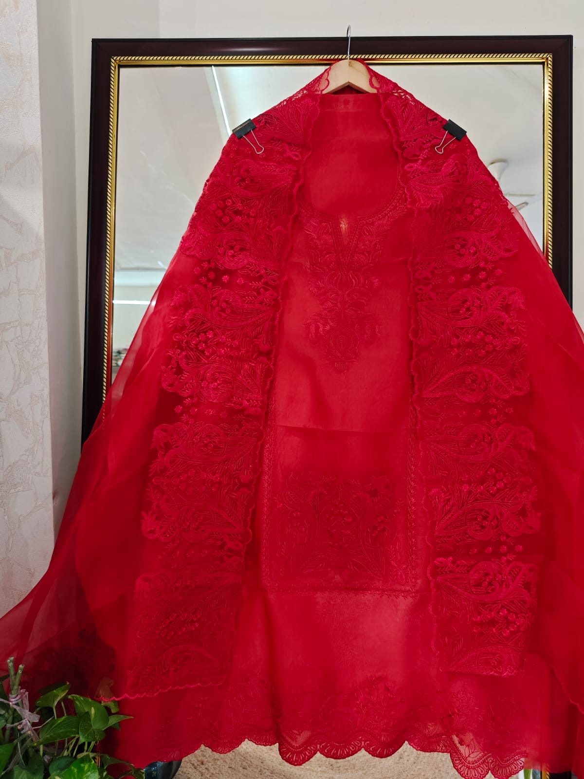 Sheer Luxury Pakistani unstitched Suit RED SLP001