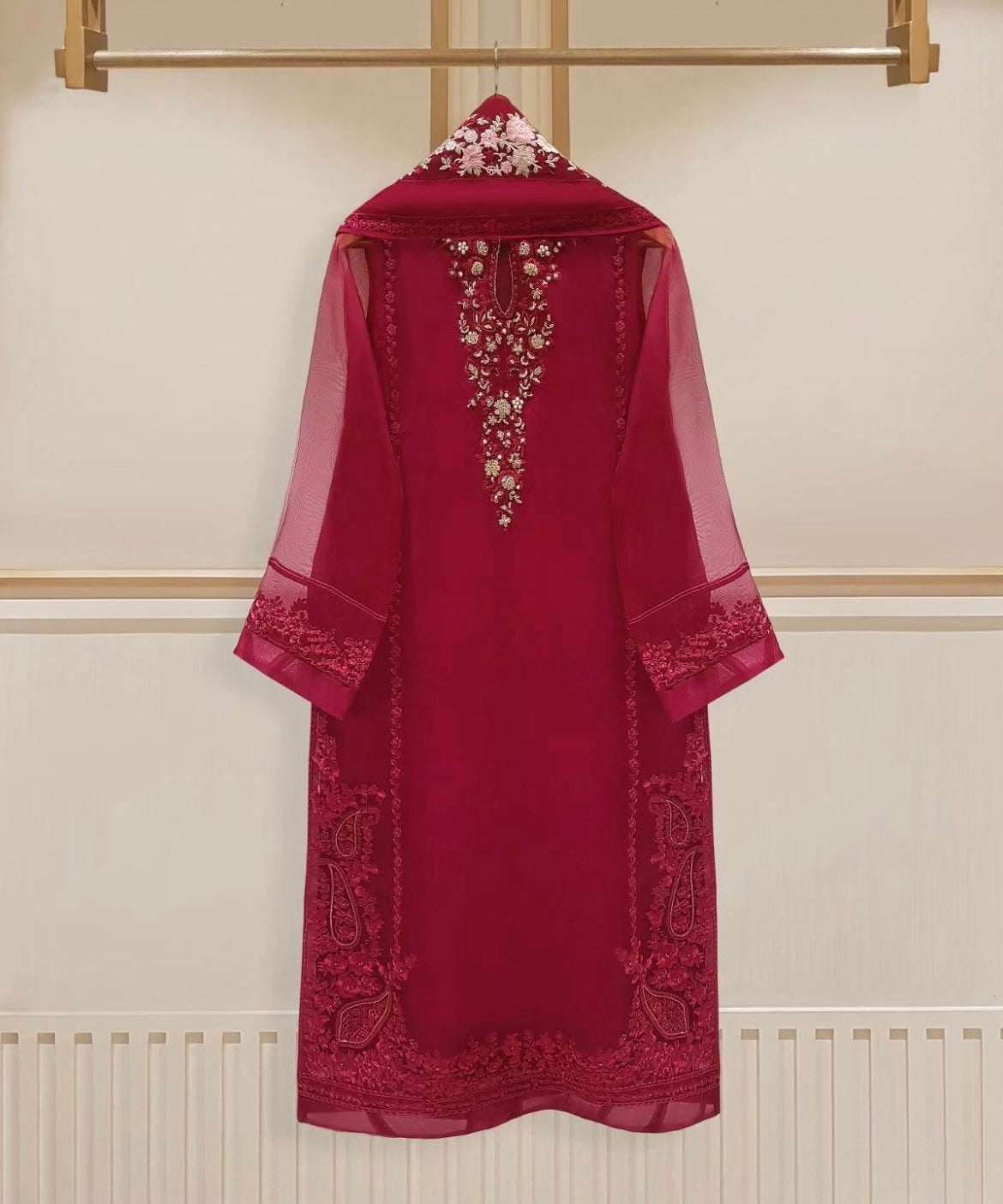 Sheer Luxury Ready to Wear Pakistani Suit SLP0015 Coral Color